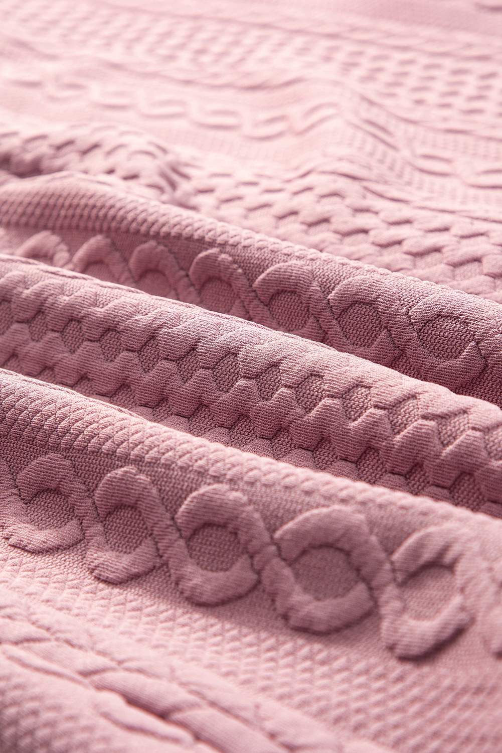 Sepia Rose Cable Texture Puff Sleeve Loose Shacket - loveforevers