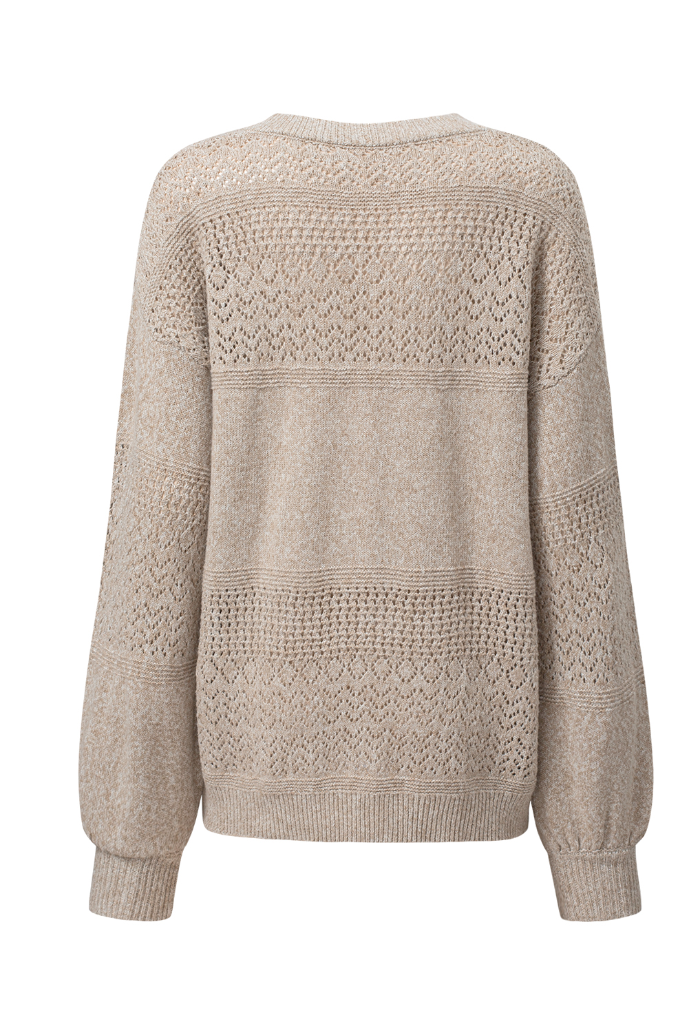 Sky Blue Eyelet Pattern Detail V Neck Drop Shoulder Sweater - loveforevers