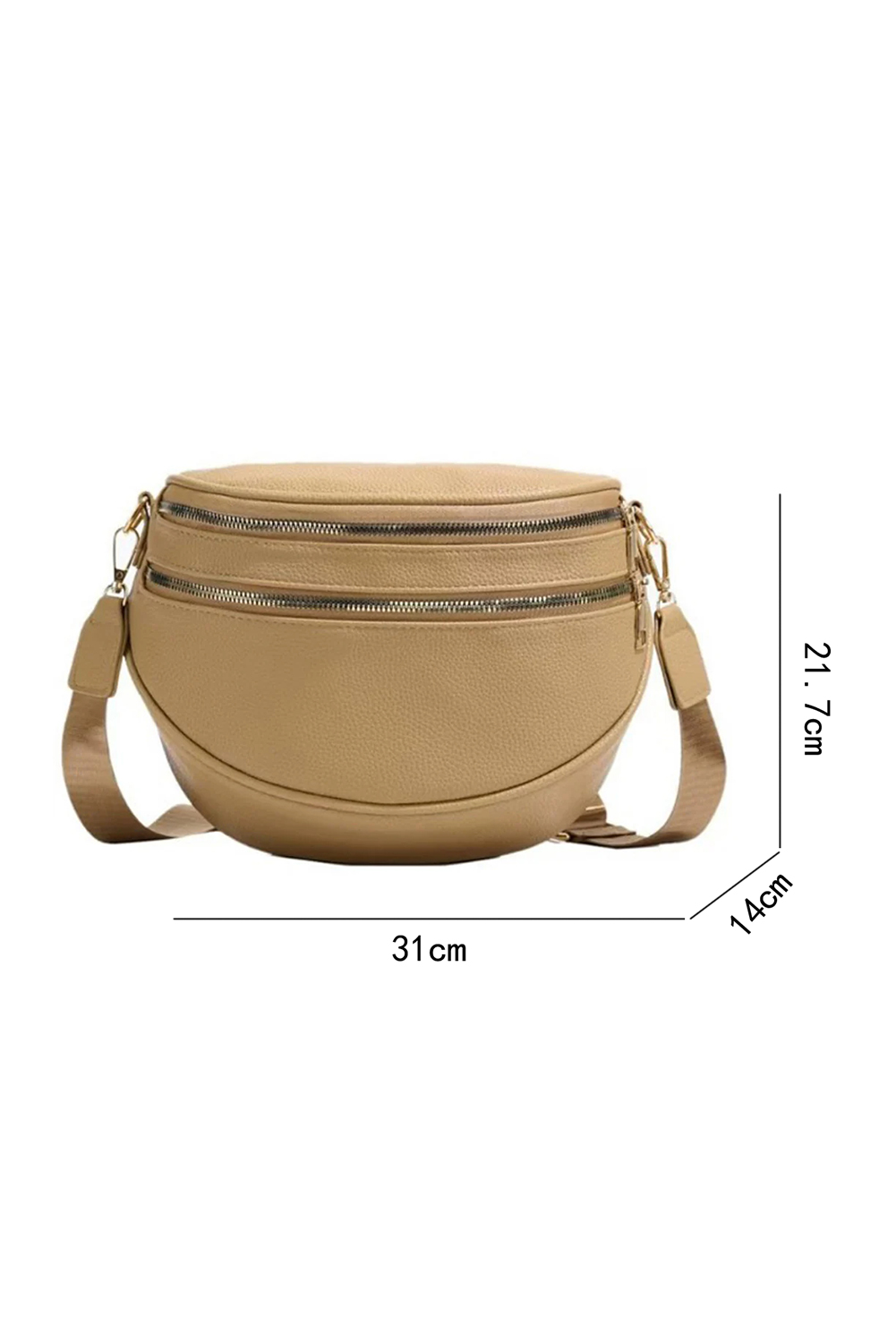 Cinnamon Double Zip Faux Leather Crossbody Bag - loveforevers