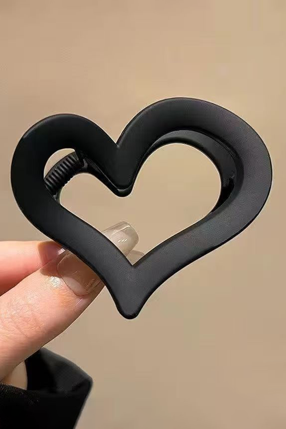 Black Cutout Heart Shape Frosted Small Hair Clip - loveforevers