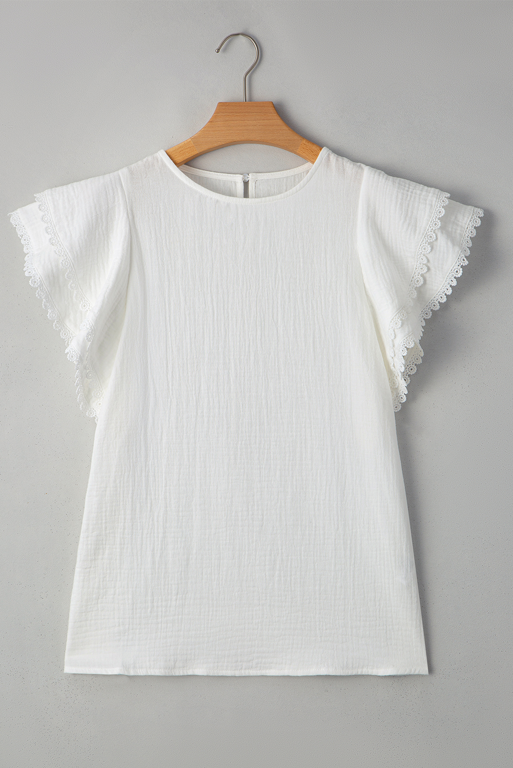 White Crinkled Layered Ruffled Flutter Sleeve Blouse - loveforevers