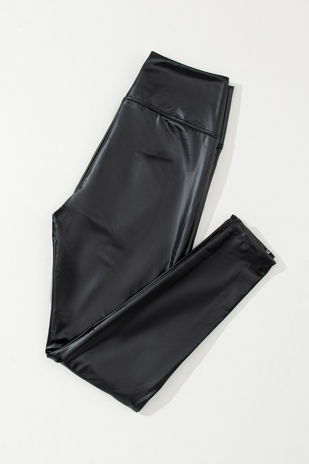 Black Faux Leather Zipped Detail Leggings - loveforevers