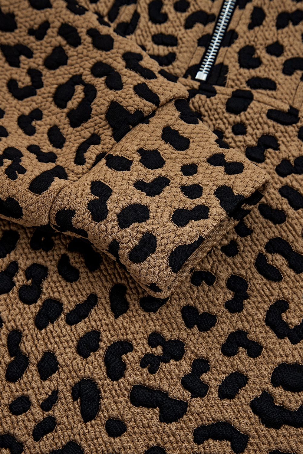 Brown Leopard Print Quarter Zip Sweatshirt - loveforevers