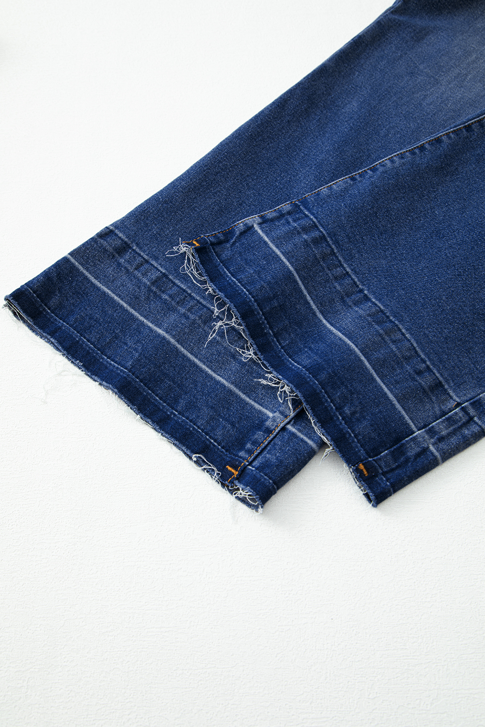 Real Teal Raw Hem Unique Cuffs Straight High Rise Loose Jeans - loveforevers