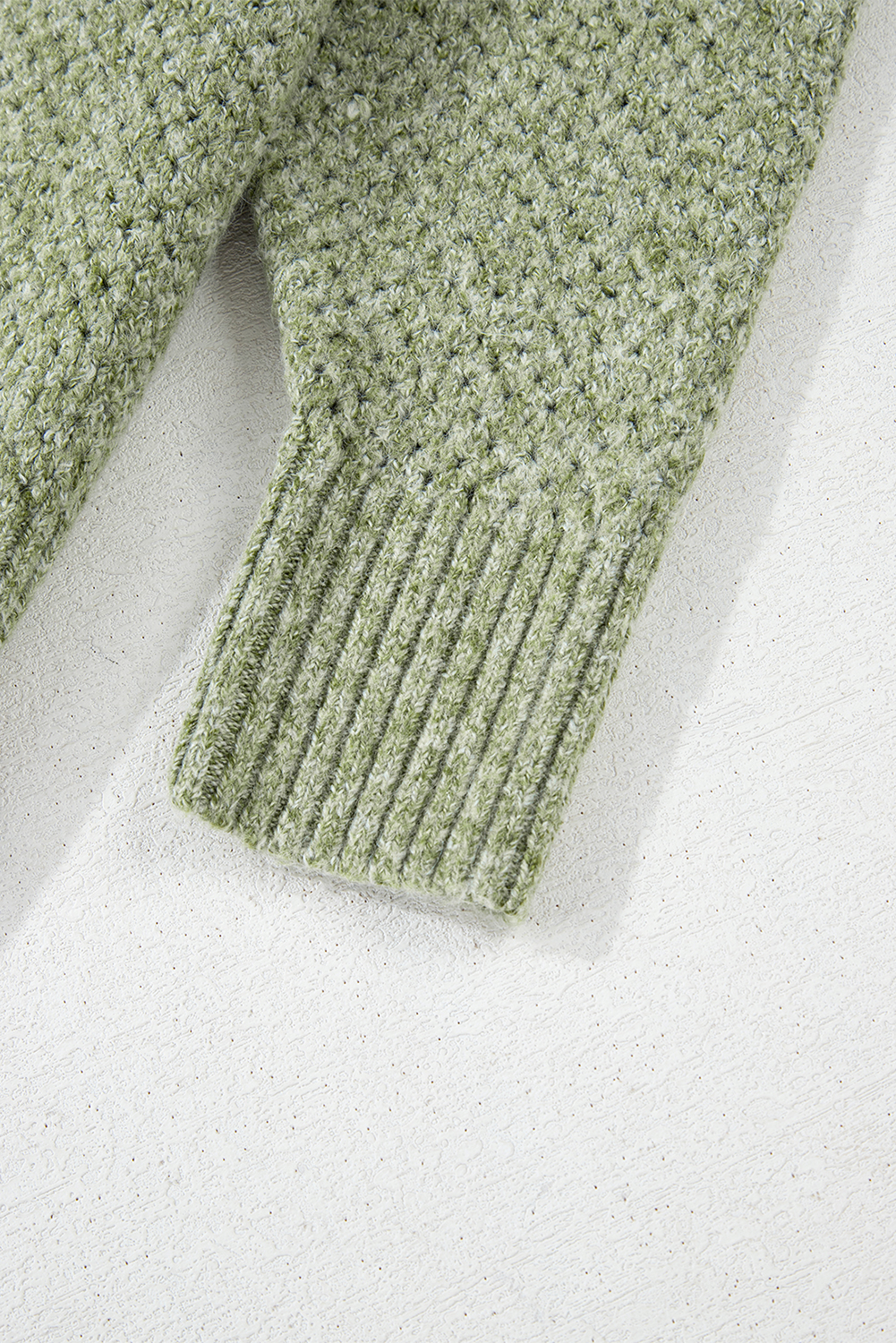 Parchment Loose Eyelet V Neck Drop Shoulder Sweater - loveforevers