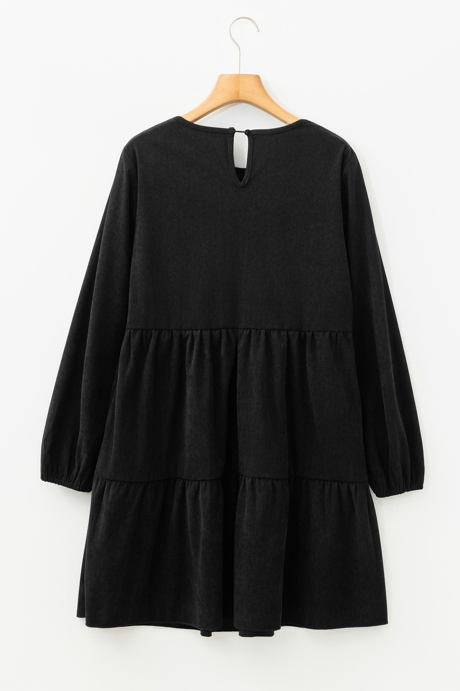 Black Lantern Sleeve Tiered Mini Dress - loveforevers