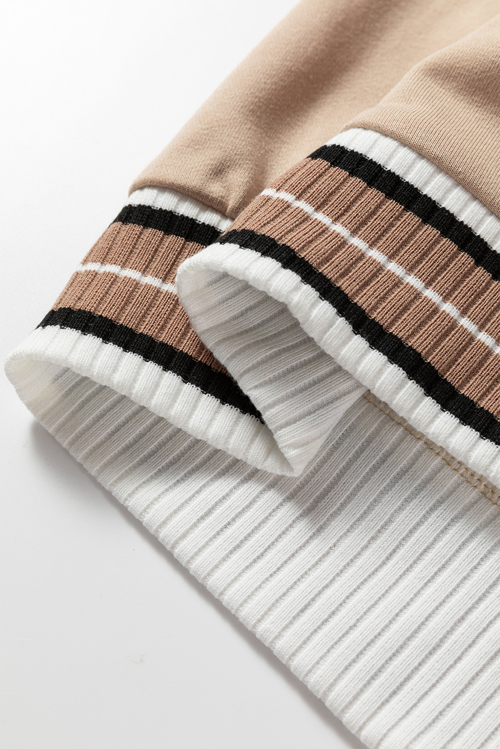 Gray Varsity Contrast Striped Trim V Neck Sweatshirt - loveforevers
