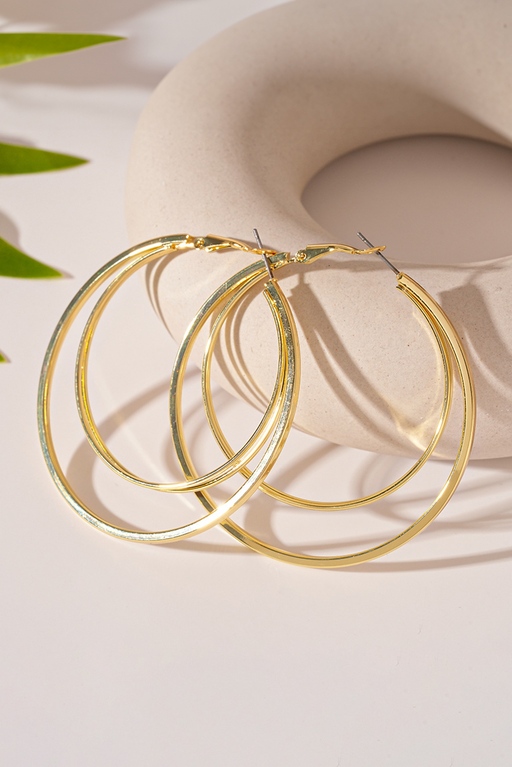 Gold Large Plated Double Hoop Earrings - loveforevers