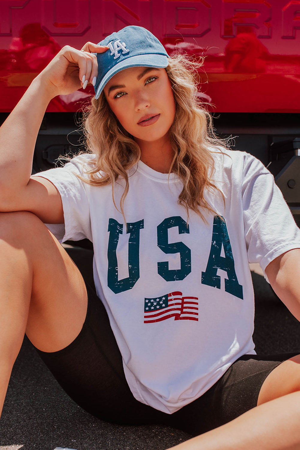 Gray Blooming USA Flag Print Casual T Shirt - loveforevers