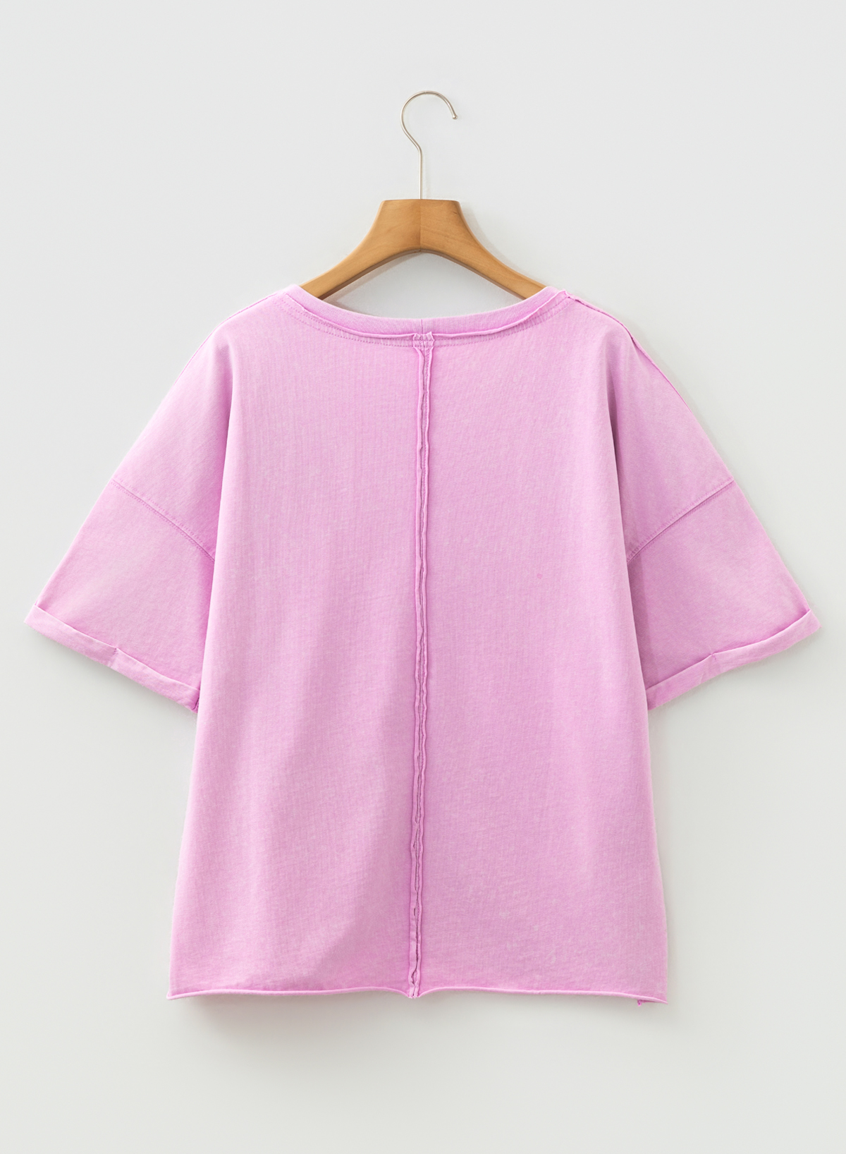 Lavendula Mineral Wash Drop Shoulder Raw Edge Loose Tee - loveforevers