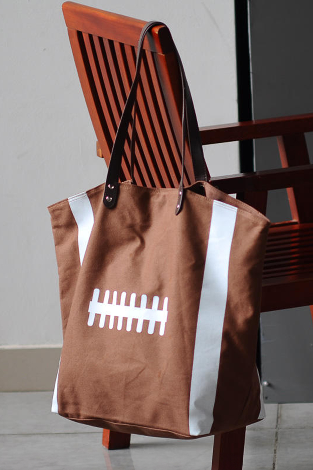 White Baseball Pattern Canvas Large Tote Bag - loveforevers