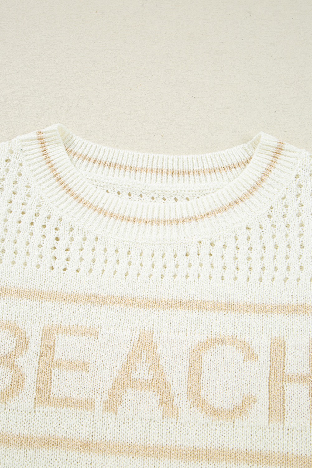 White BEACH Hollow Out Knitted Lightweight Dolman Sweater - loveforevers