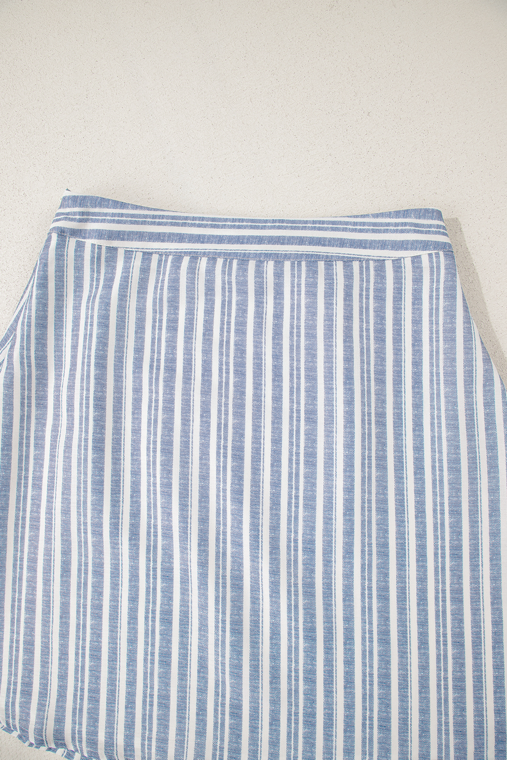 Sky Blue Stripe Buttoned Office Waistcoat Mini Skirt Set - loveforevers
