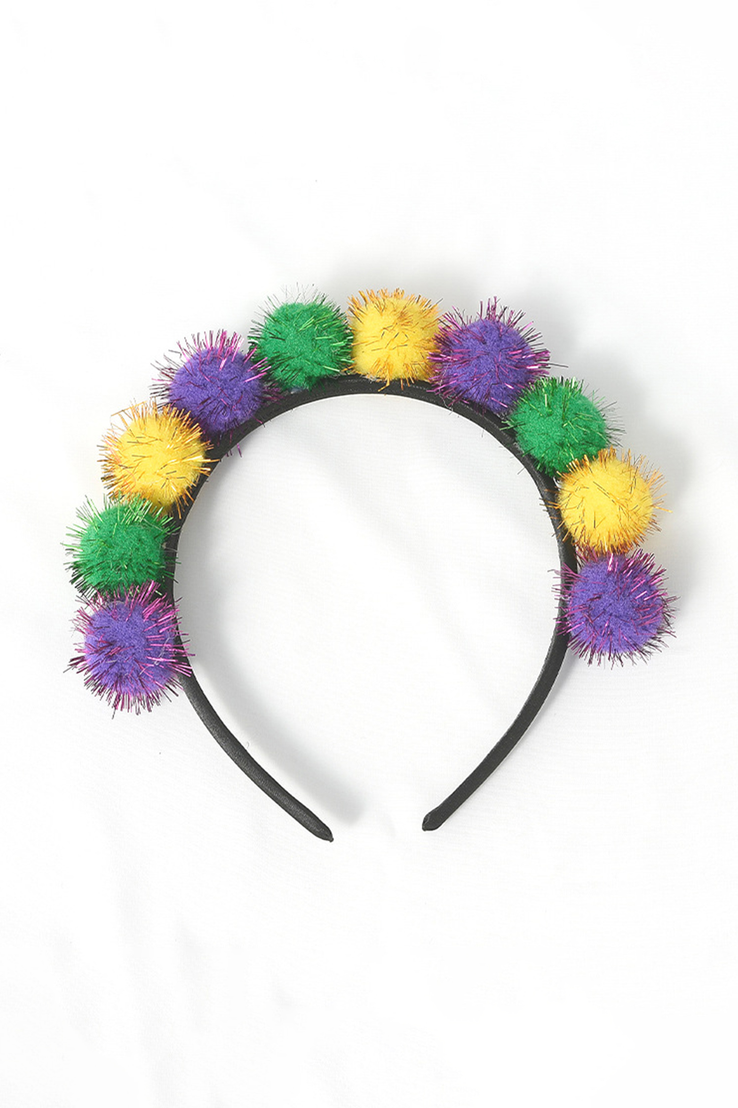 Tillandsia Purple Tinsel Pompom Mardi Gras Plastic Headband - loveforevers