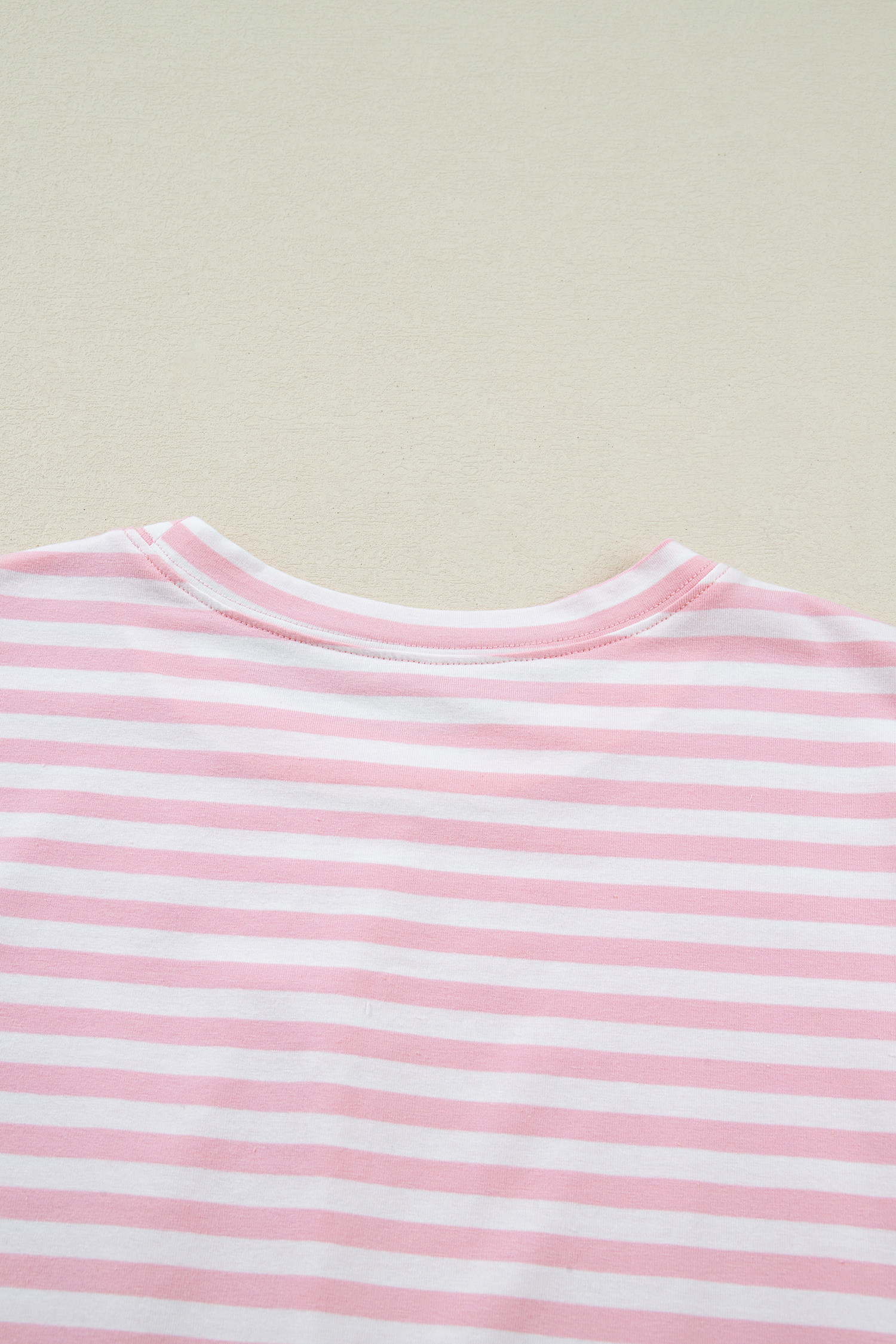 Rose Stripe Drop Shoulder Round Neck Top and Buttoned Straight Pants Two Piece Set - loveforevers