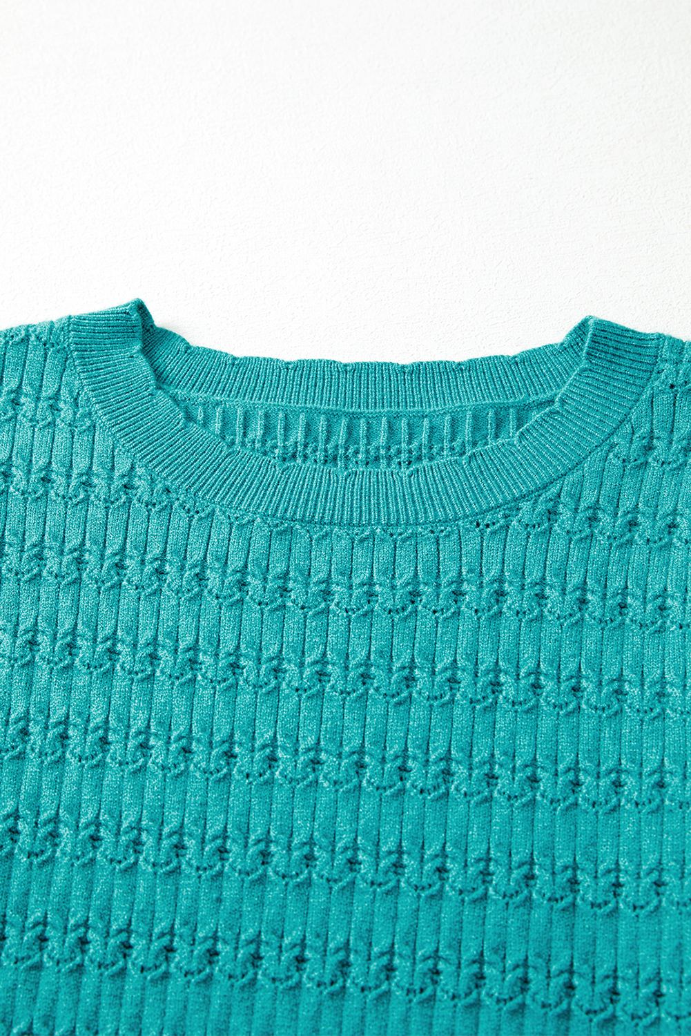 Fiery Red Trendy Pattern Knit Ribbed Cuffs Crew Neck Sweater - loveforevers