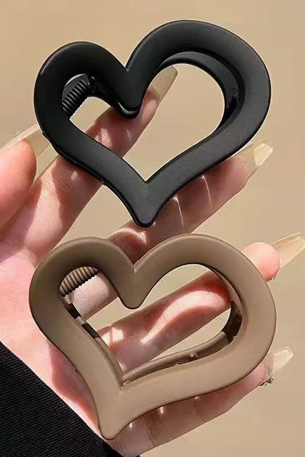 Black Cutout Heart Shape Frosted Small Hair Clip - loveforevers