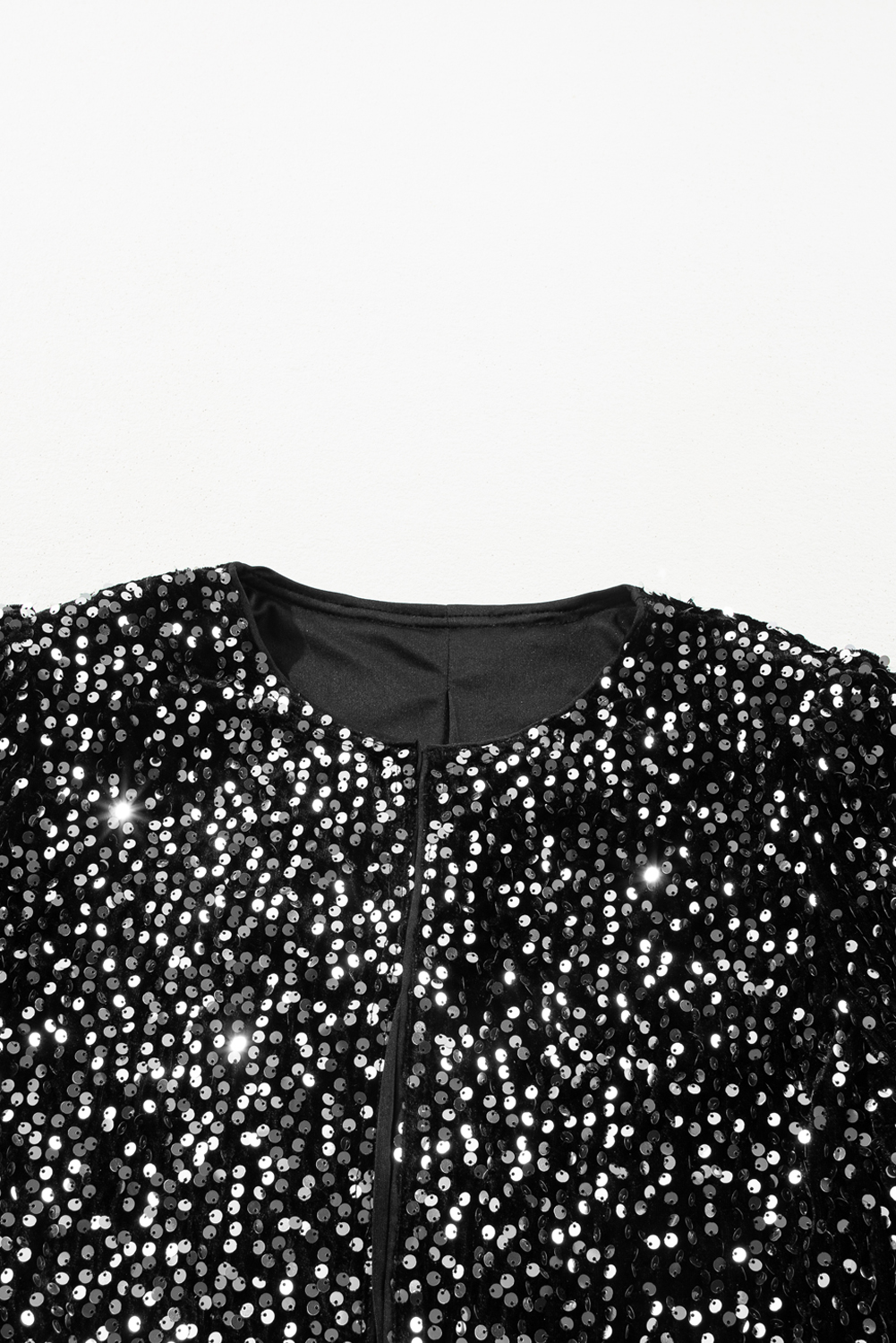 Golden Fleece Sequined Open Front Cropped Jacket - loveforevers