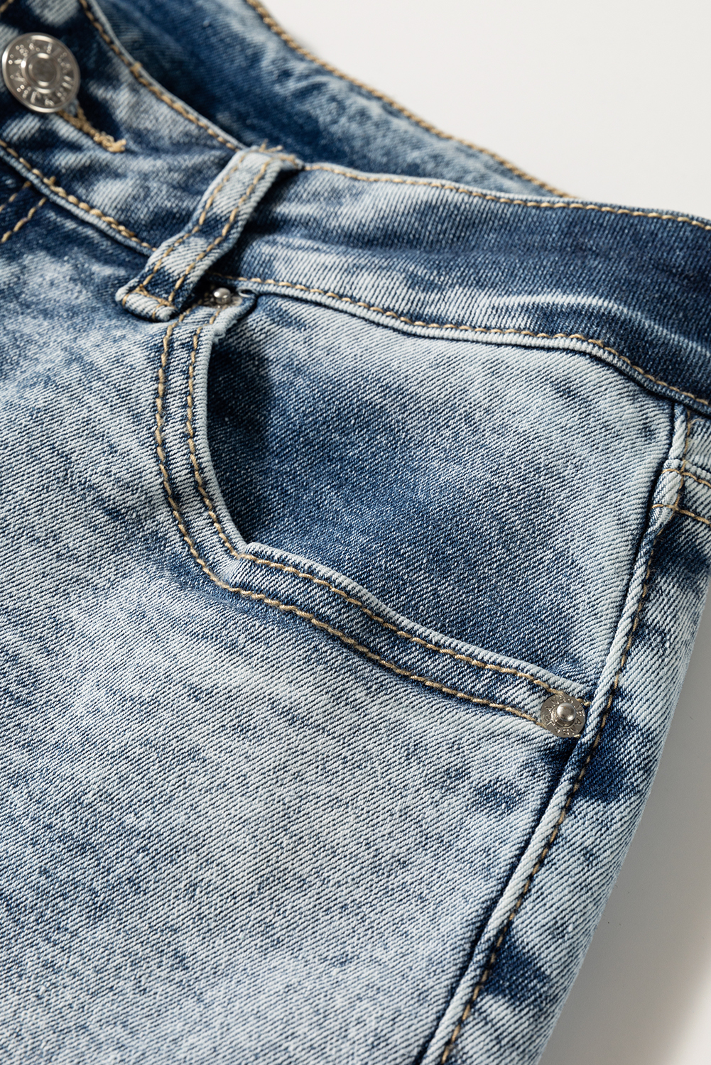 Myosotis High Rise Button Zip Fly Medium Wash Jeans - loveforevers