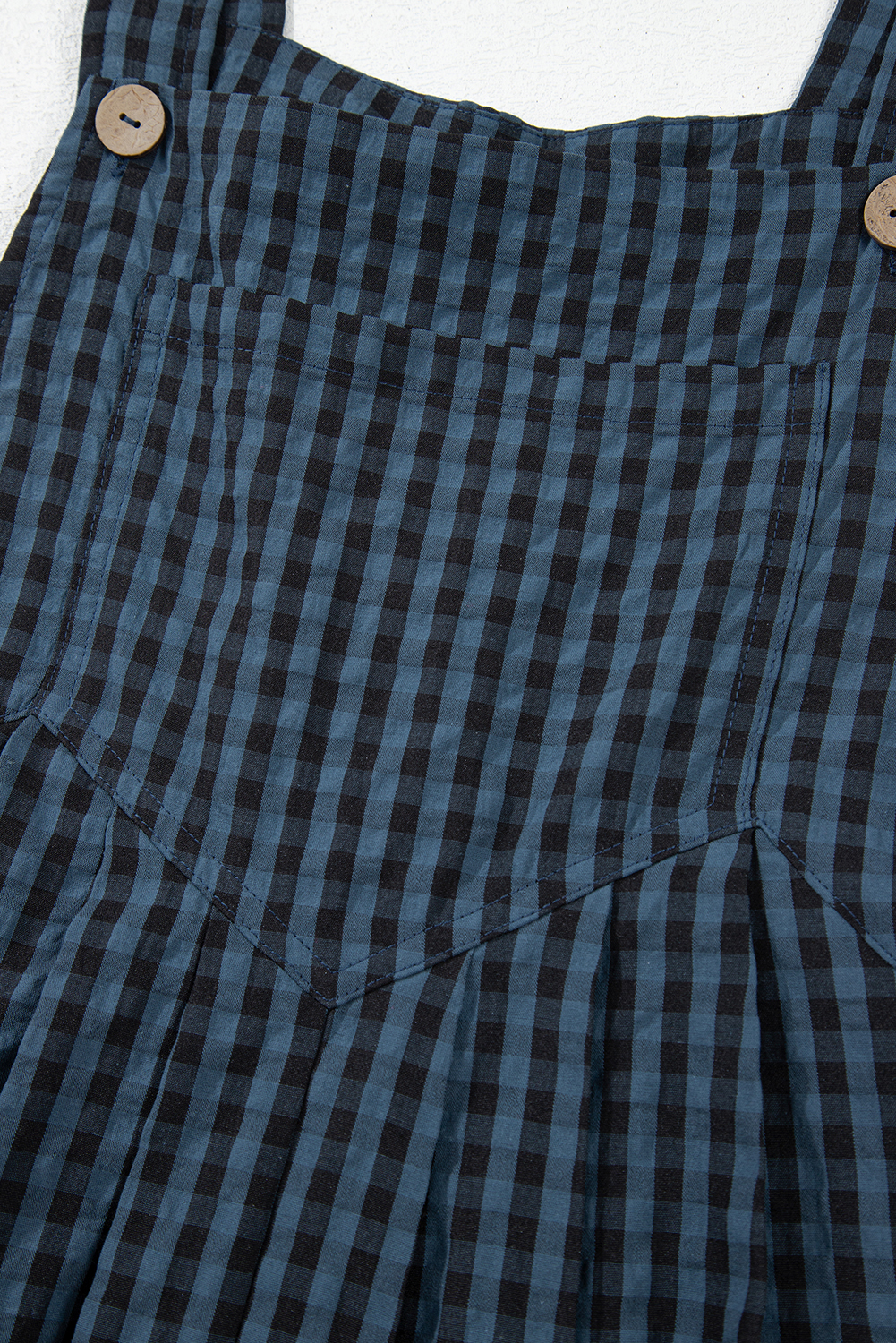 Sail Blue Plaid Print Buttoned Pocketed High Waist Overall - loveforevers