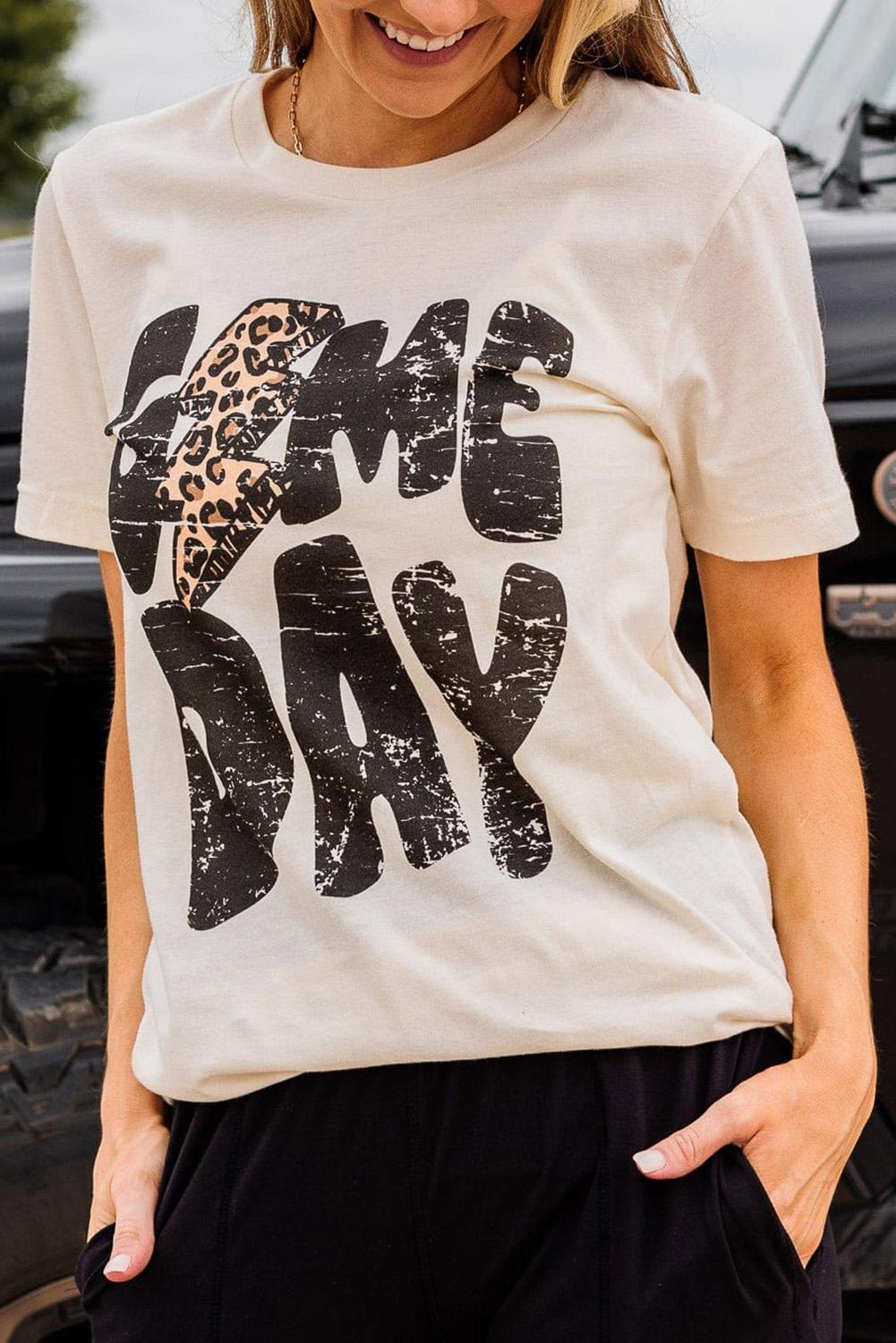 Khaki Game Day Rugby Football Season Leopard Lightning T Shirt - loveforevers