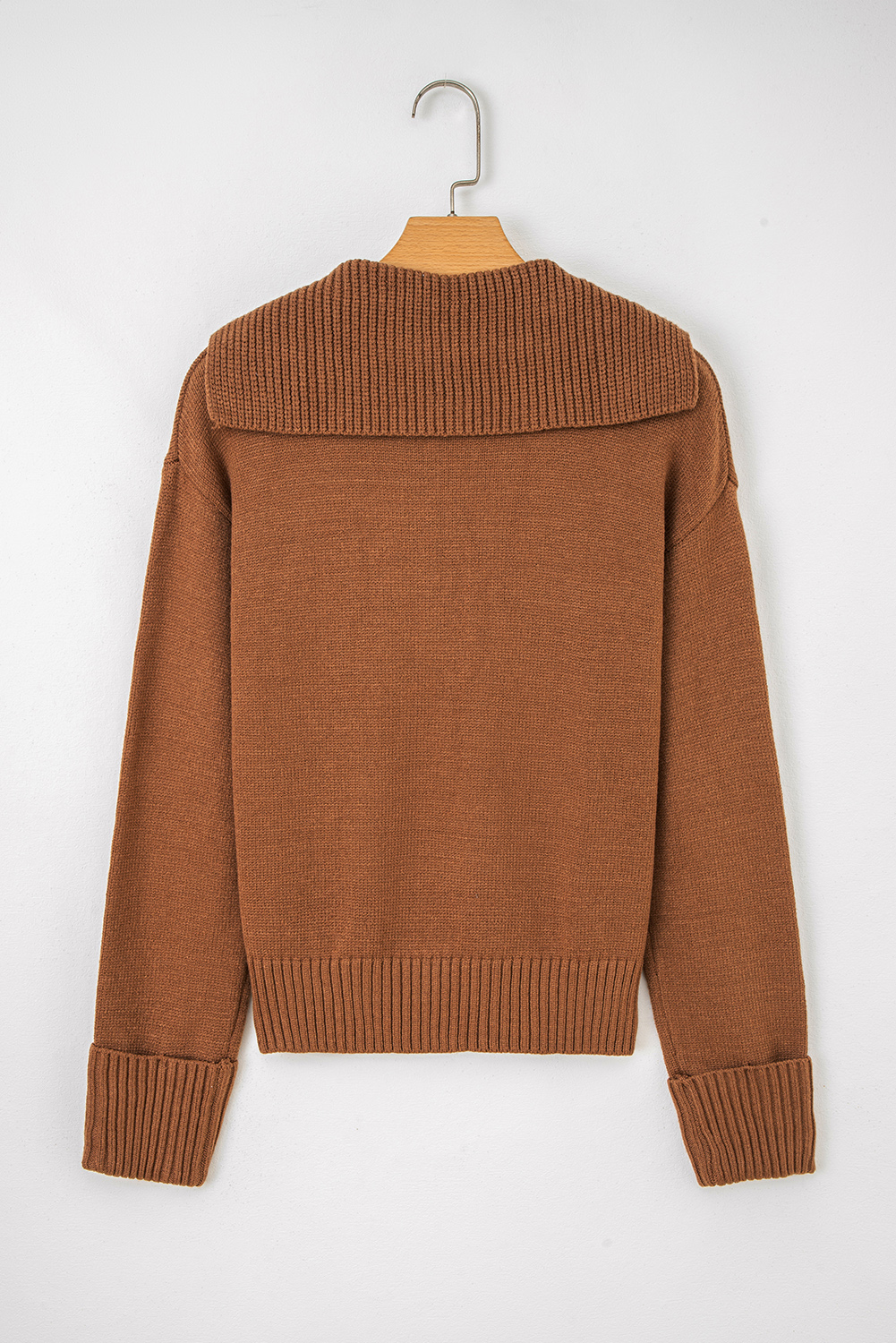 Racing Red Collared V Neck Ribbed Edge Sexy Elegant Sweater - loveforevers