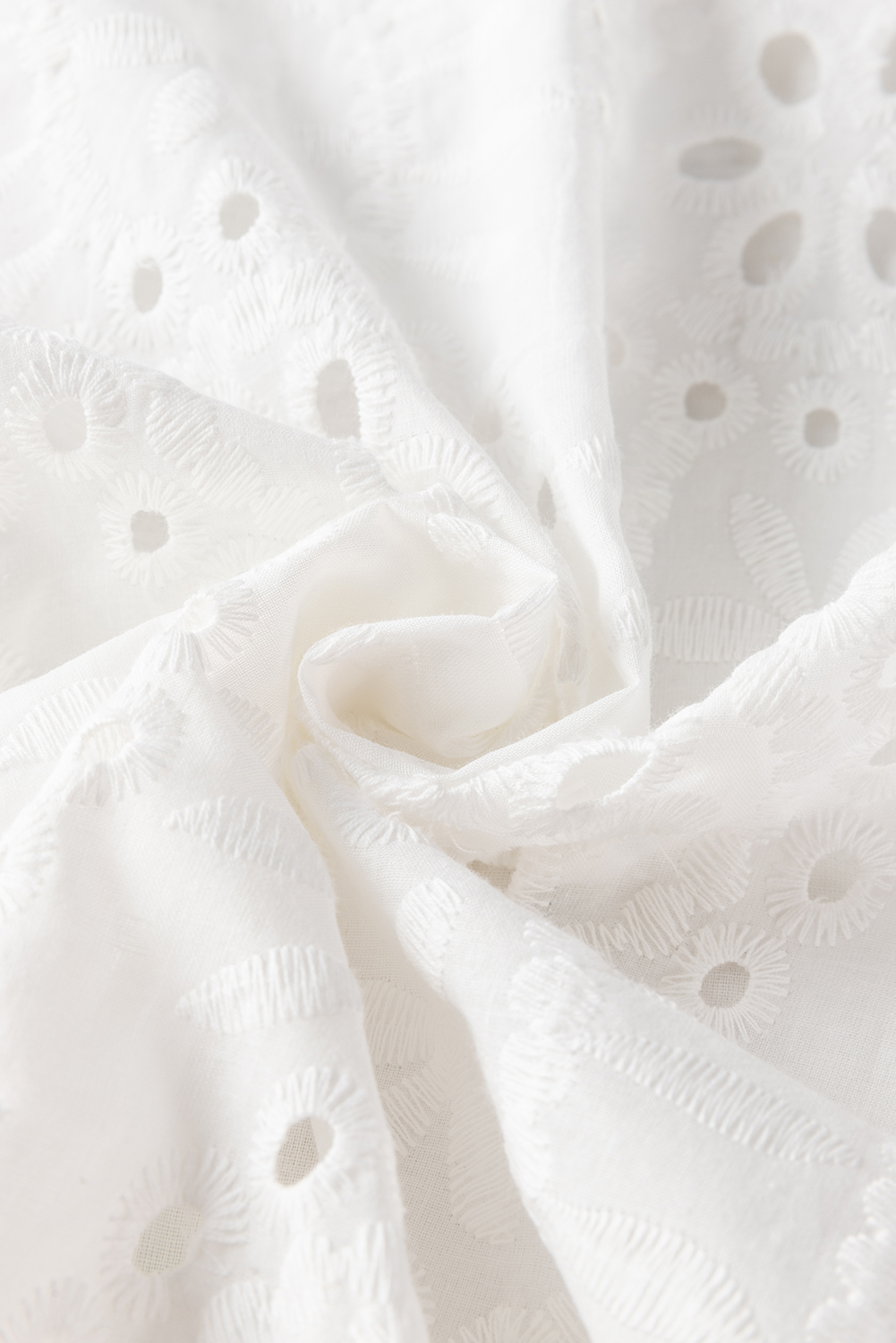 White Geometric Embroidery Hollow Out Blouse - loveforevers