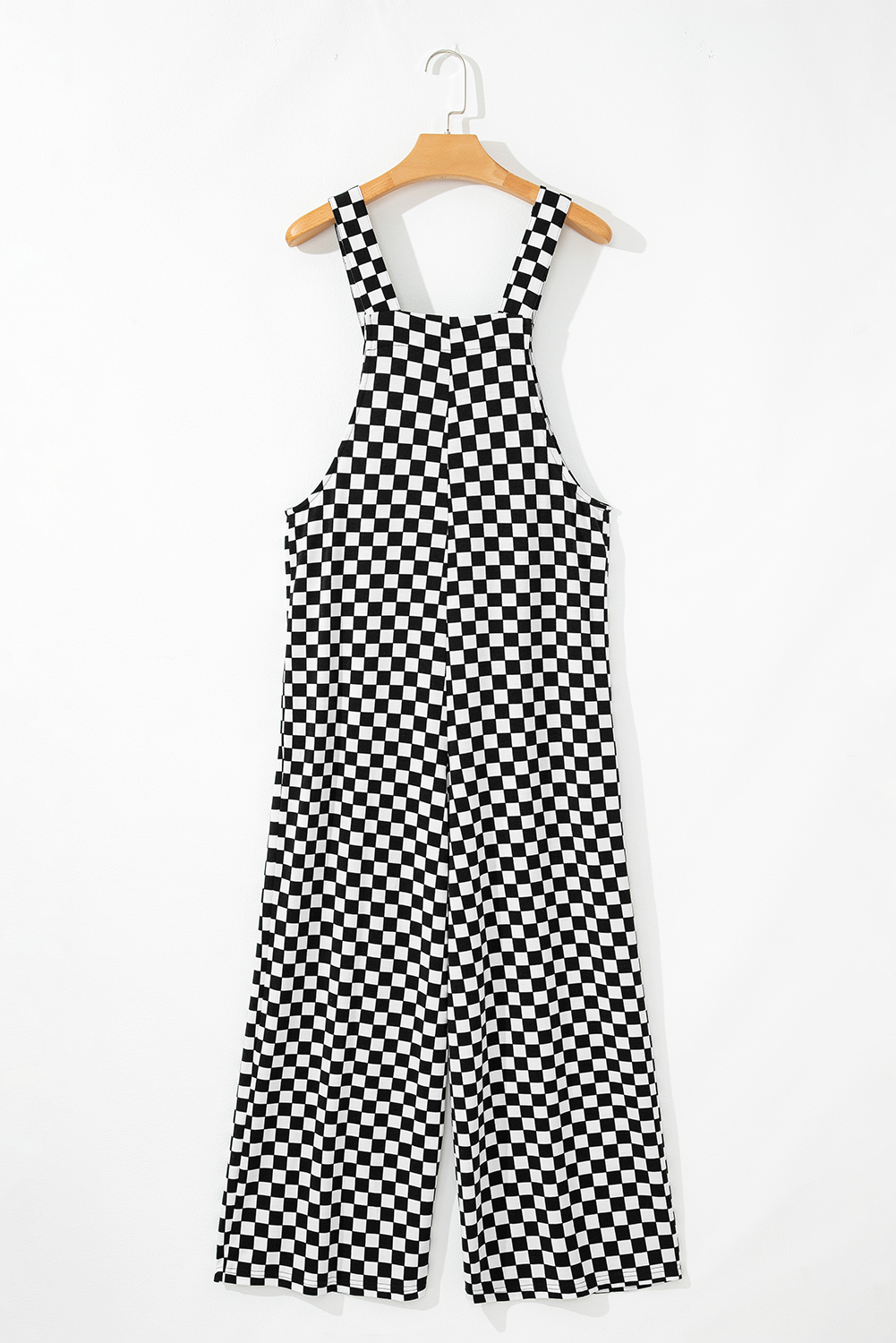 Black Checkered Print Pocketed Wide Leg Jumpsuit - loveforevers