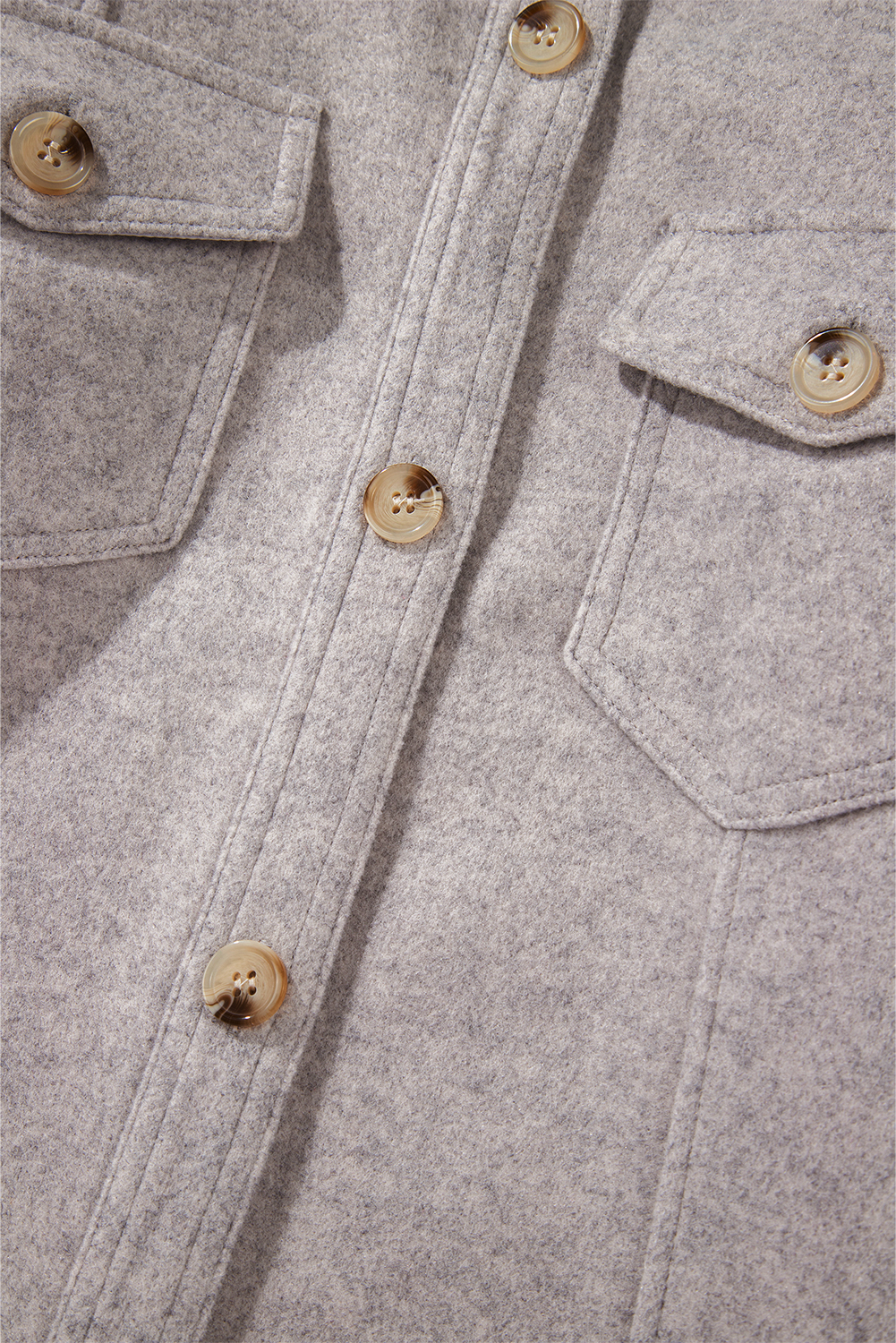 Light Grey Turn Down Collar Flap Pockets Buttoned Shacket - loveforevers