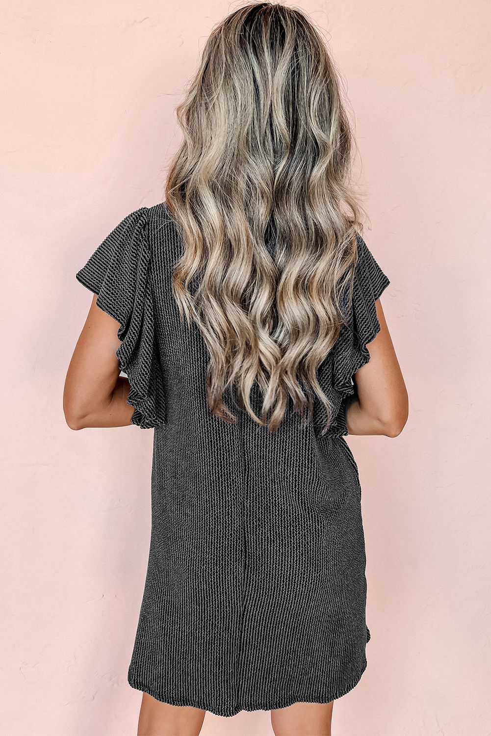 Bright Pink Striped Ribbed Knit T-shirt Shift Dress - loveforevers