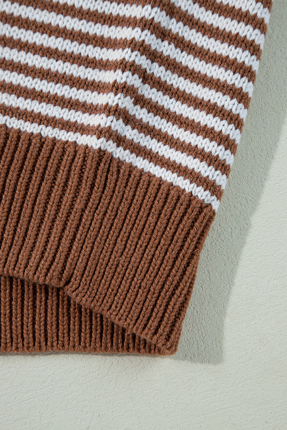 Gray Stripe Geometric Textured Drop Shoulder Sweater - loveforevers
