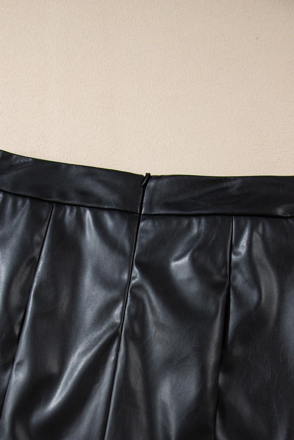 Black PU Leather Side Slits Slim Fit High Waist Mini Skirt - loveforevers