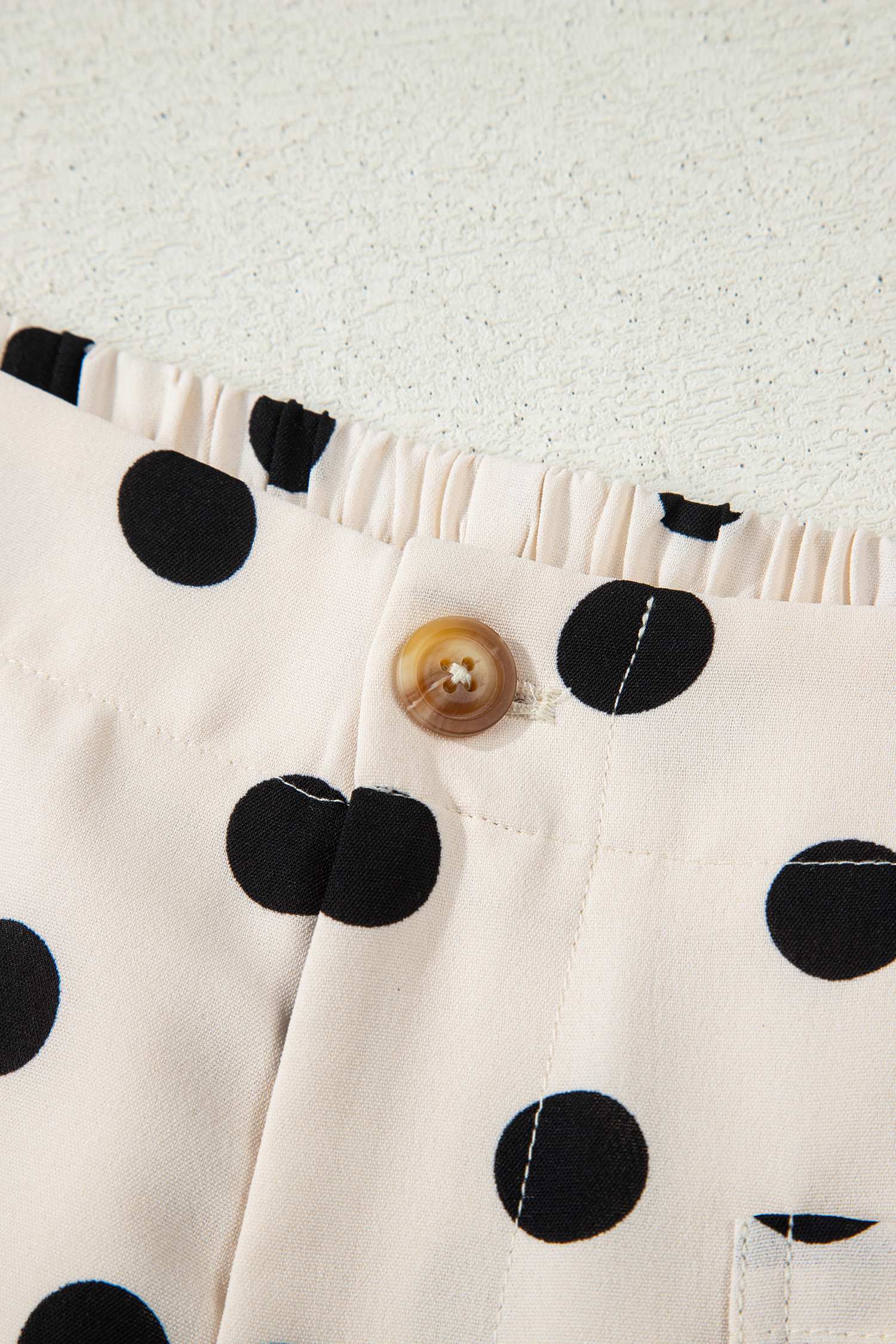 White Polka Dot Print Patched Pocket Loose Pants - loveforevers