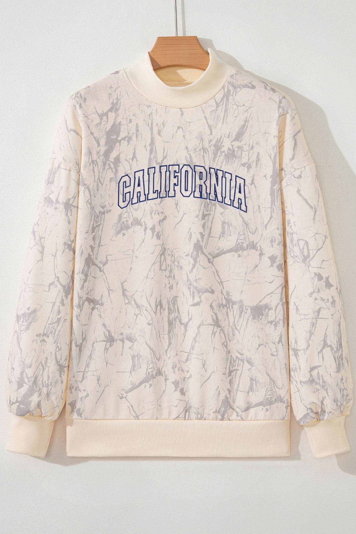 Khaki TEXAS Embroidered Camo Mock Neck Sweatshirt - loveforevers