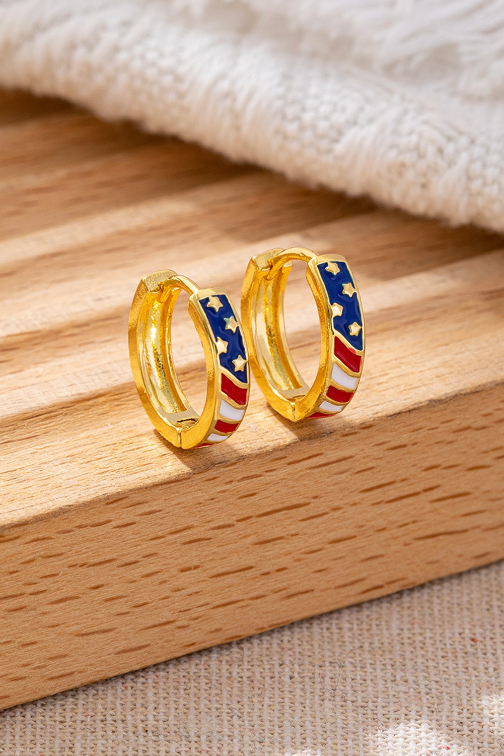 Gold American Flag Plated Alloy Hoop Earrings - loveforevers