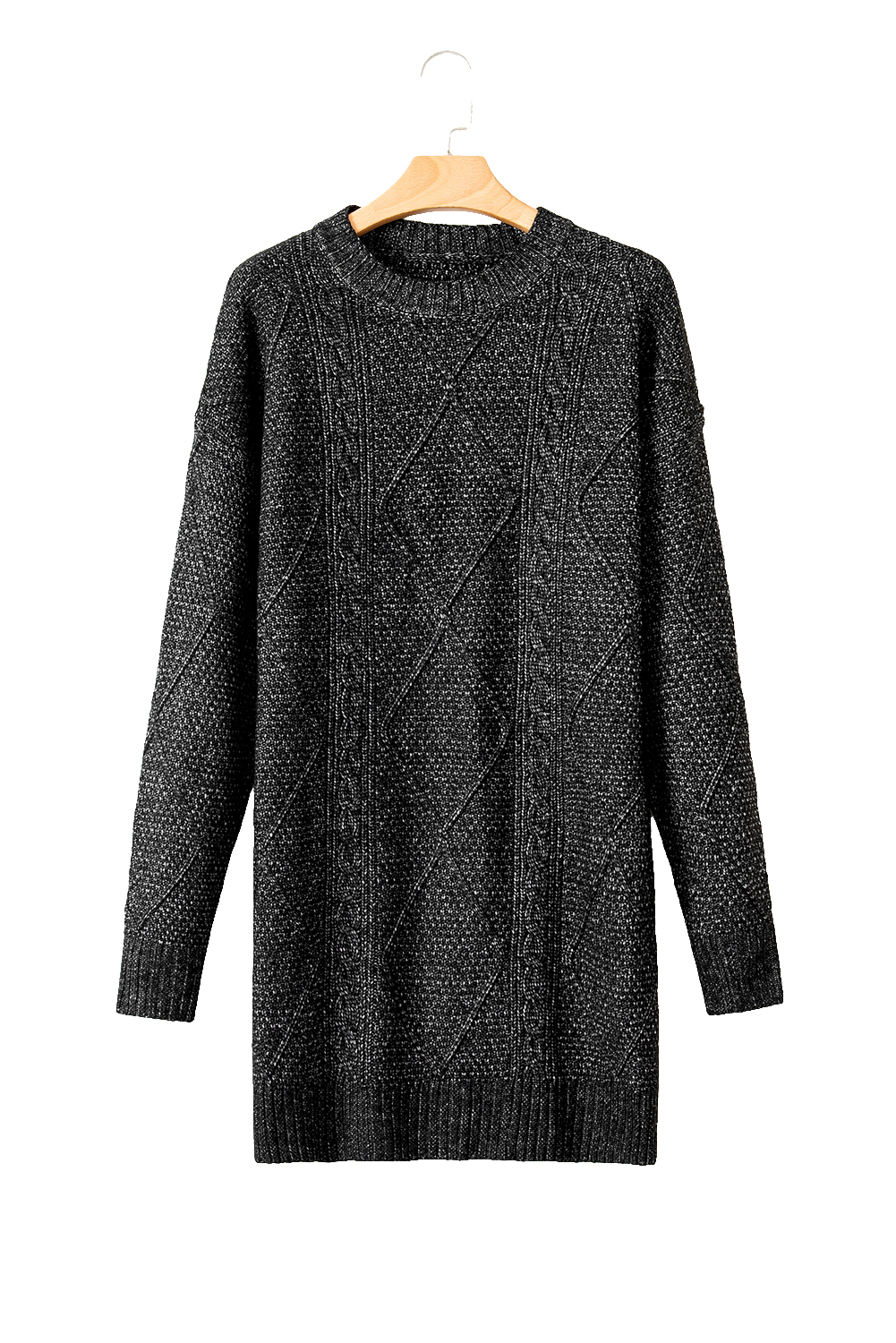 Parchment Cable Knit Drop Shoulder Loose Fit Sweater Dress - loveforevers