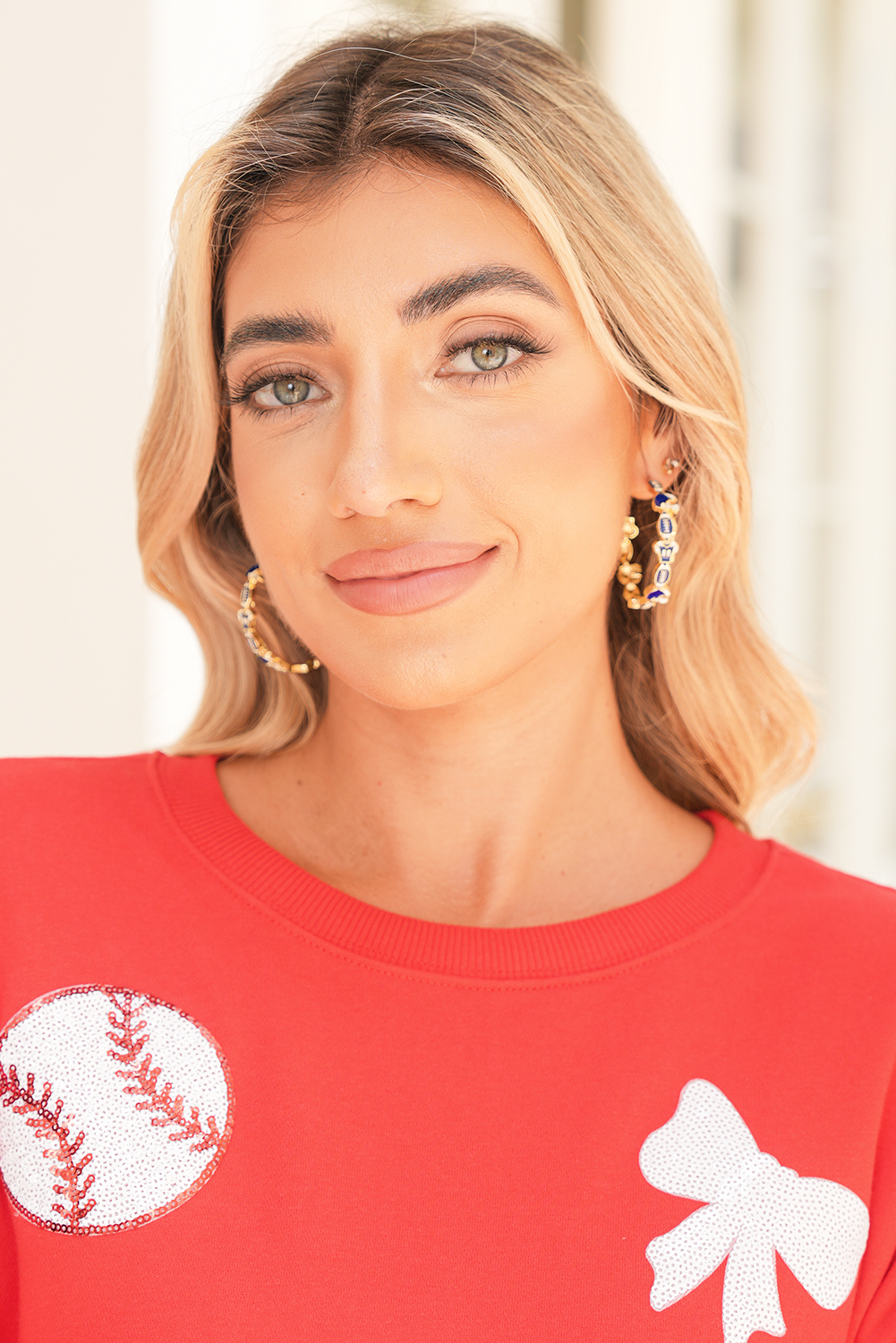 Dark Blue Game Day Football Helmet Jersey Hoop Earrings - loveforevers