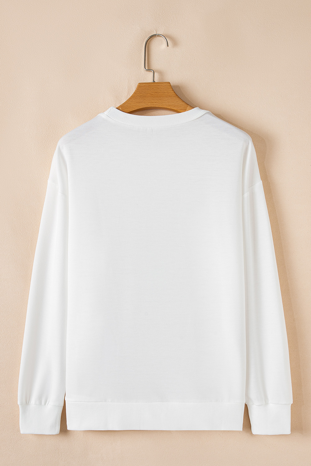 Beige Bow Valentine Drop Shoulder Loose Sweatshirt - loveforevers