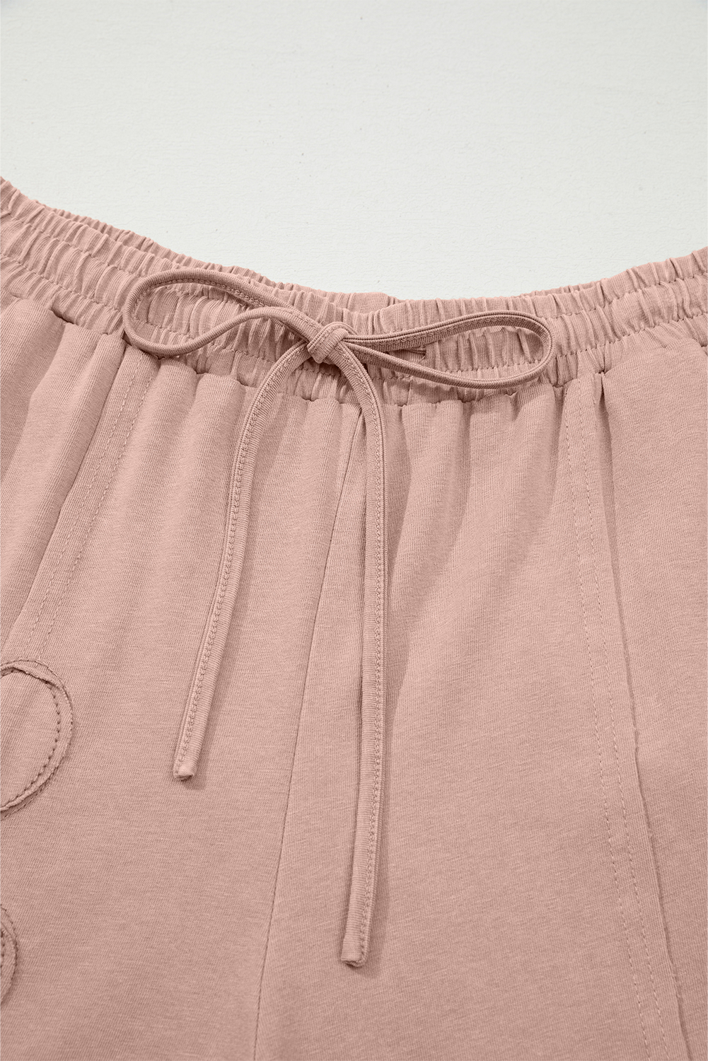 Light Grey Flower Patch Mineral Washed Terry Knit Cropped Wide Leg Pants - loveforevers