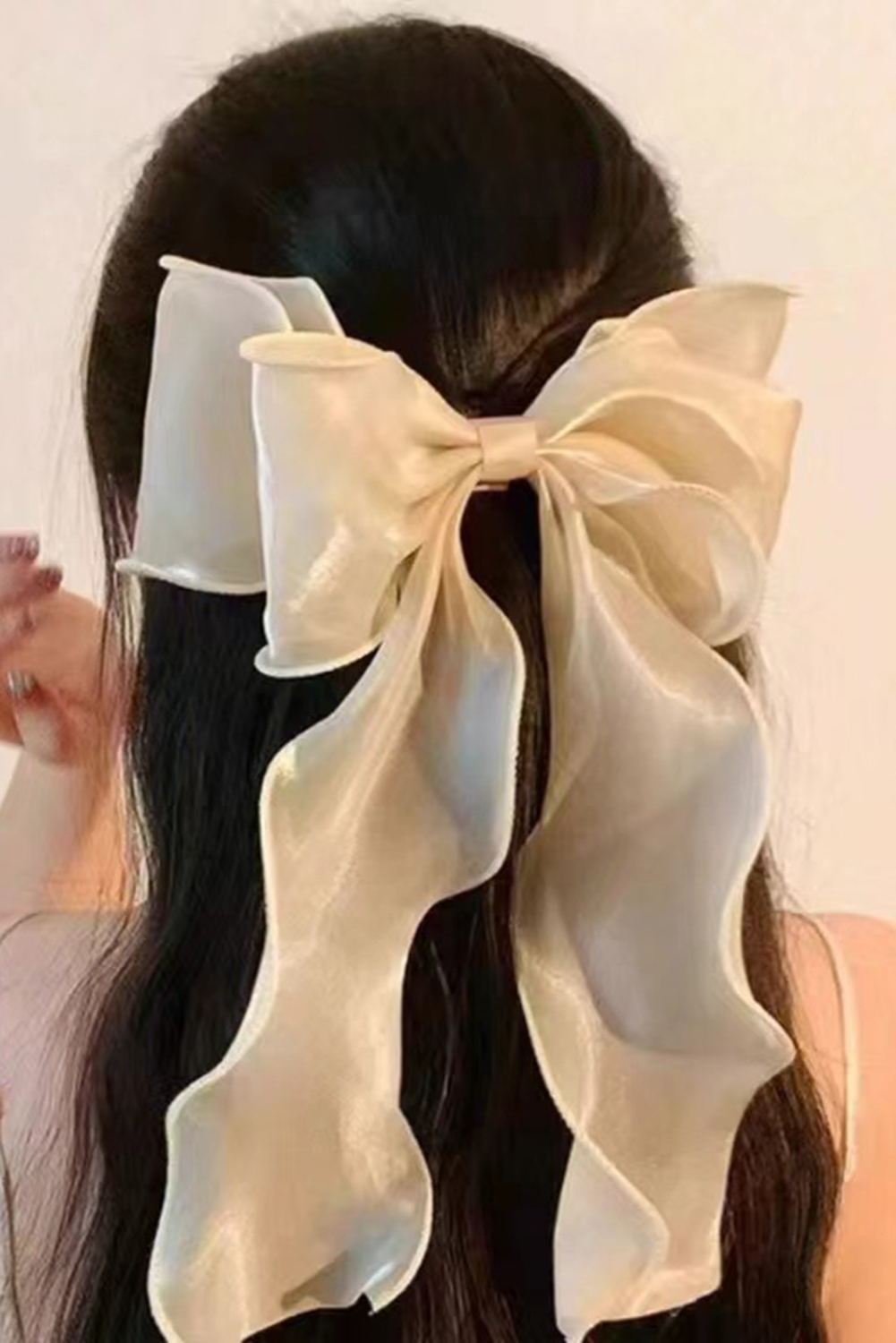 White Sweet Bow Knot Long Tails Large Hair Clip - loveforevers