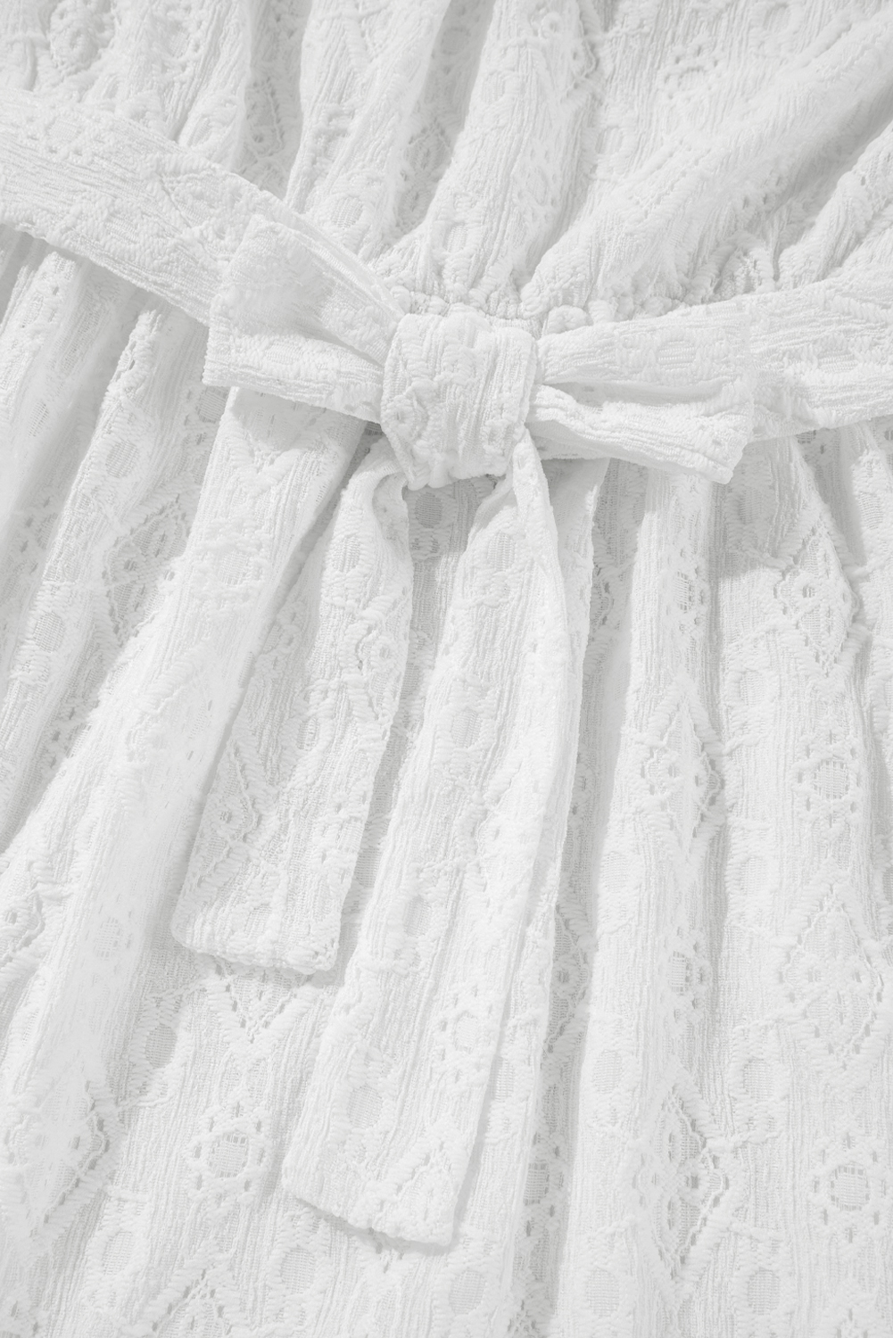 White Lace Sleeveless Knot Hollow Out Back Tied Waist Mini Dress - loveforevers