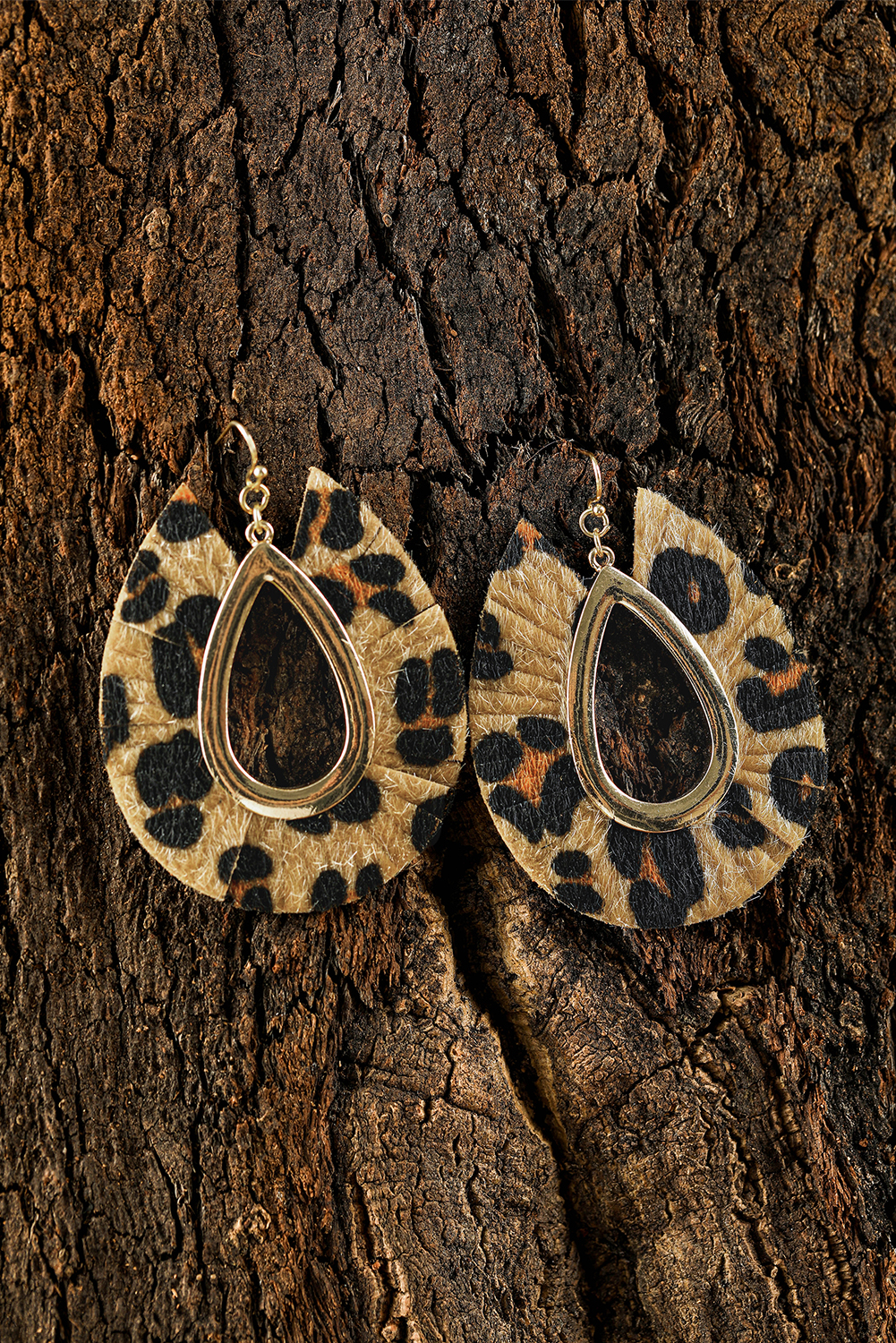 Chestnut Leopard Print Hollow Out Drop Earrings - loveforevers