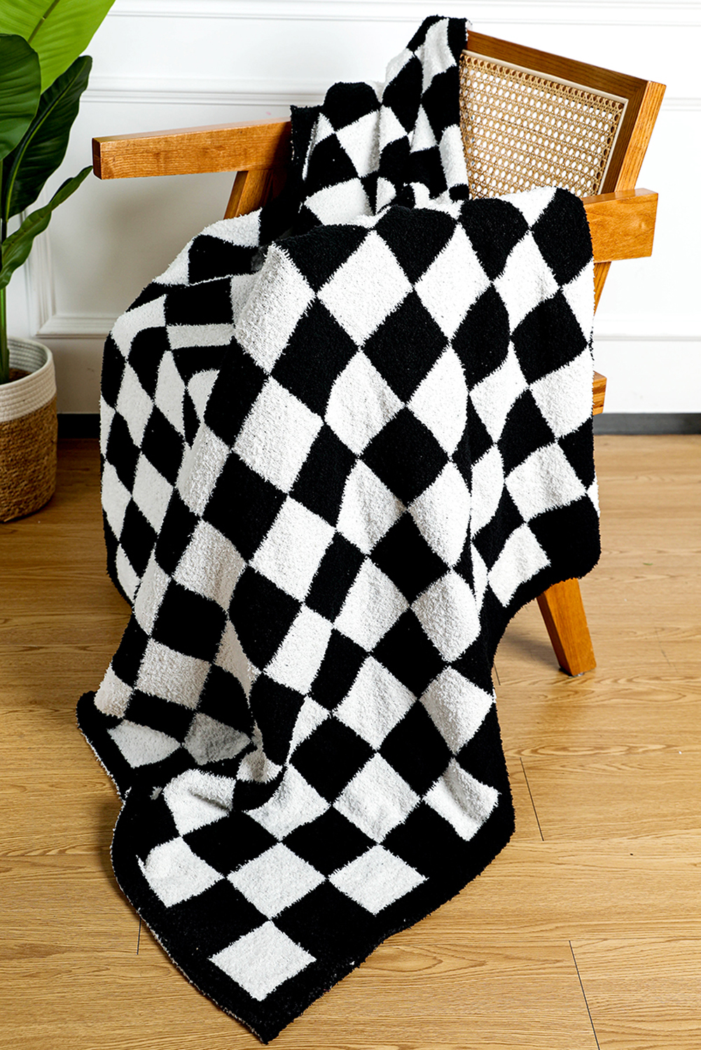 Fiery Red Plush Checkered Print Sofa Blanket 127*152cm - loveforevers