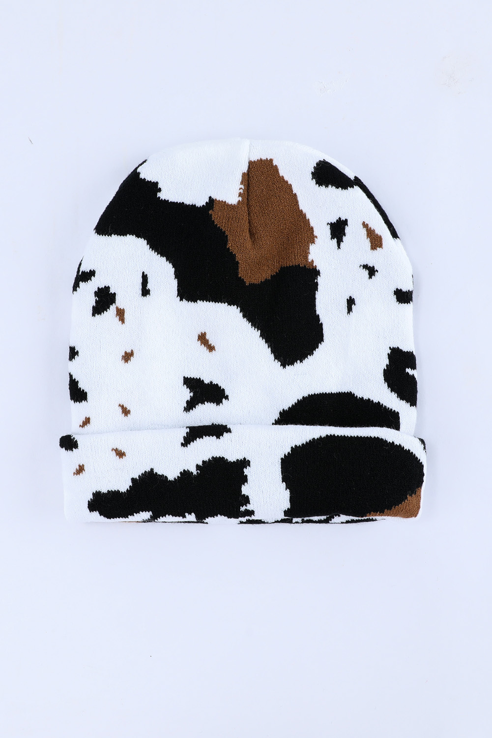 Black Cow Spots Printed Warm Beanie Hat - loveforevers