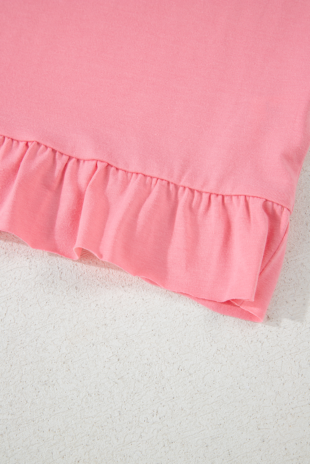 Pink Frilled Hem Loose T-Shirt - loveforevers