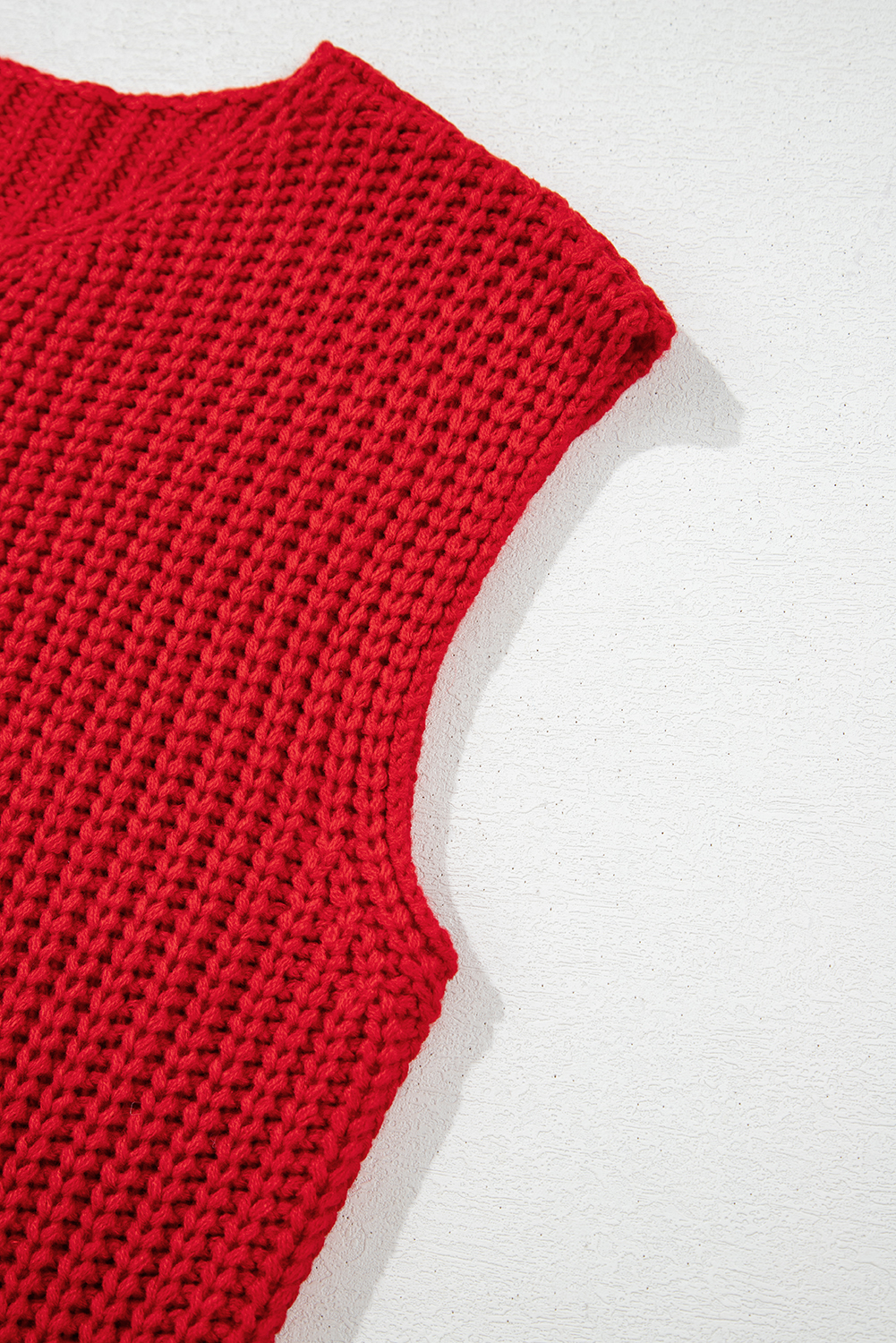 Fiery Red Solid Textured Knit Side Pockets Buttoned Sweater Vest - loveforevers