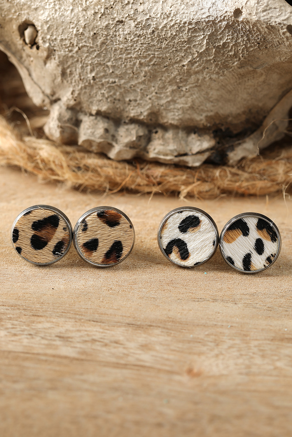 Brown Leopard Studded Earrings - loveforevers