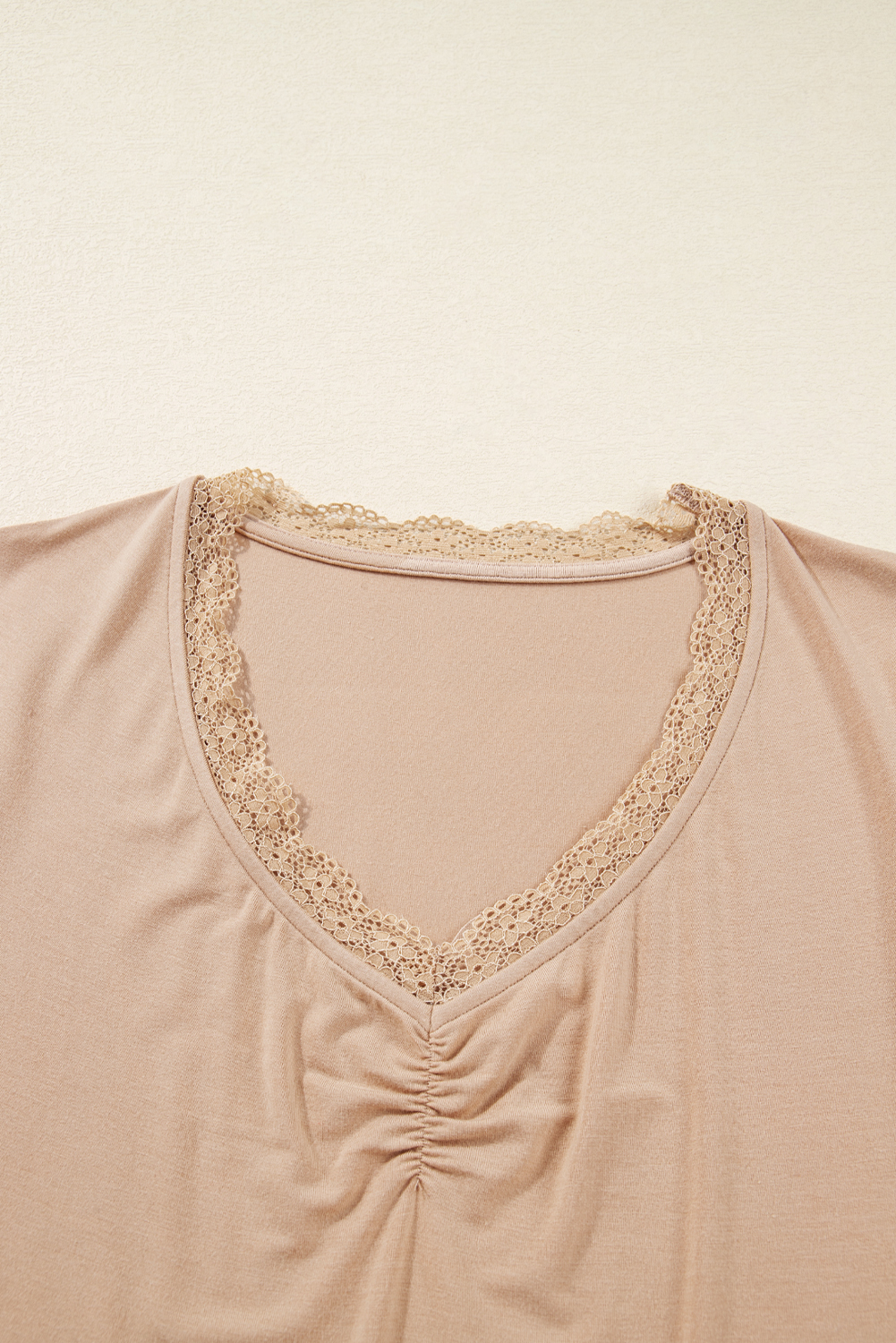 Red Dahlia Lace-trimmed Sweetheart Neckline Ruched Detail Long Sleeve T-shirt - loveforevers