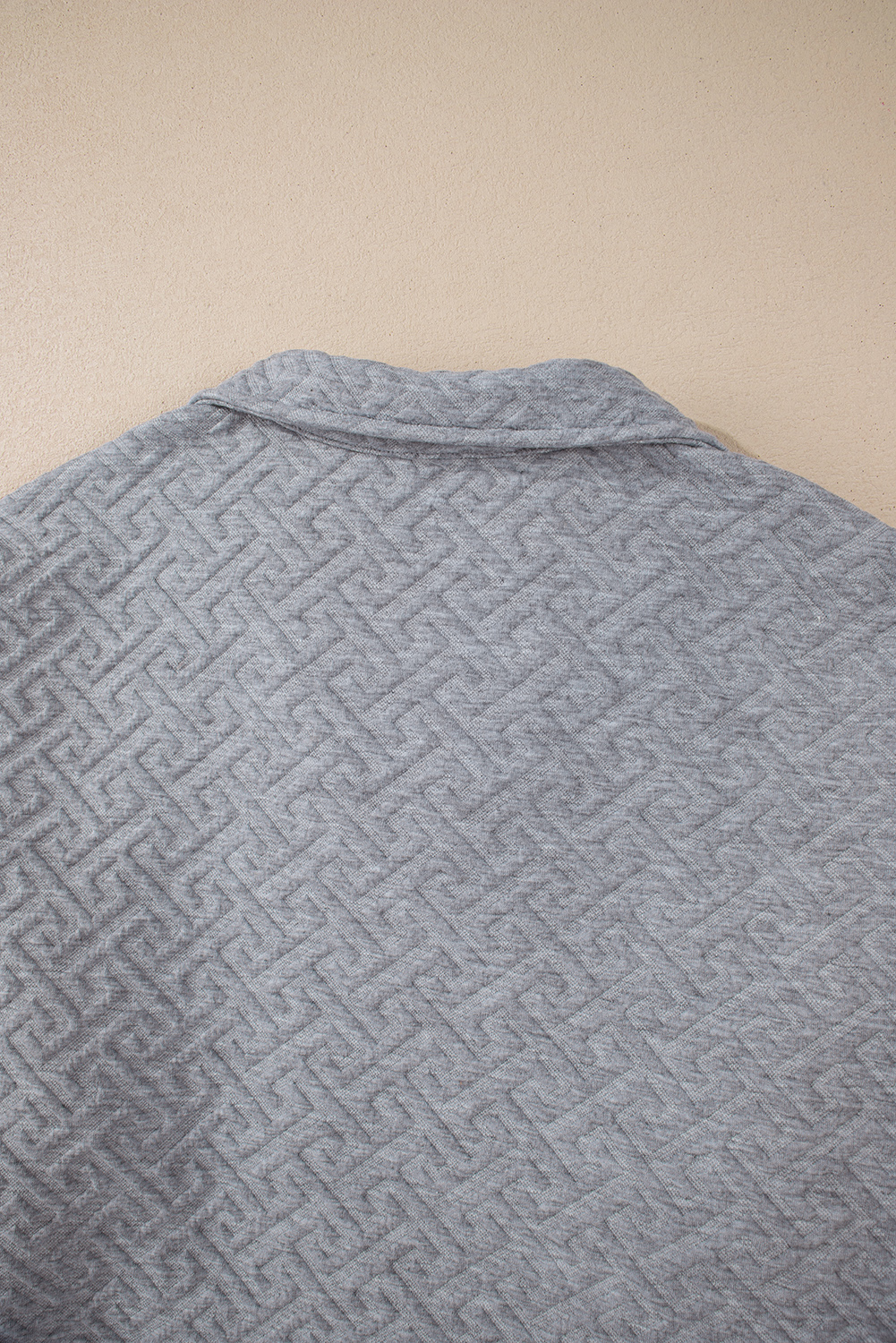 Gray Solid Textured Half Zipper Collared Sweatshirt - loveforevers