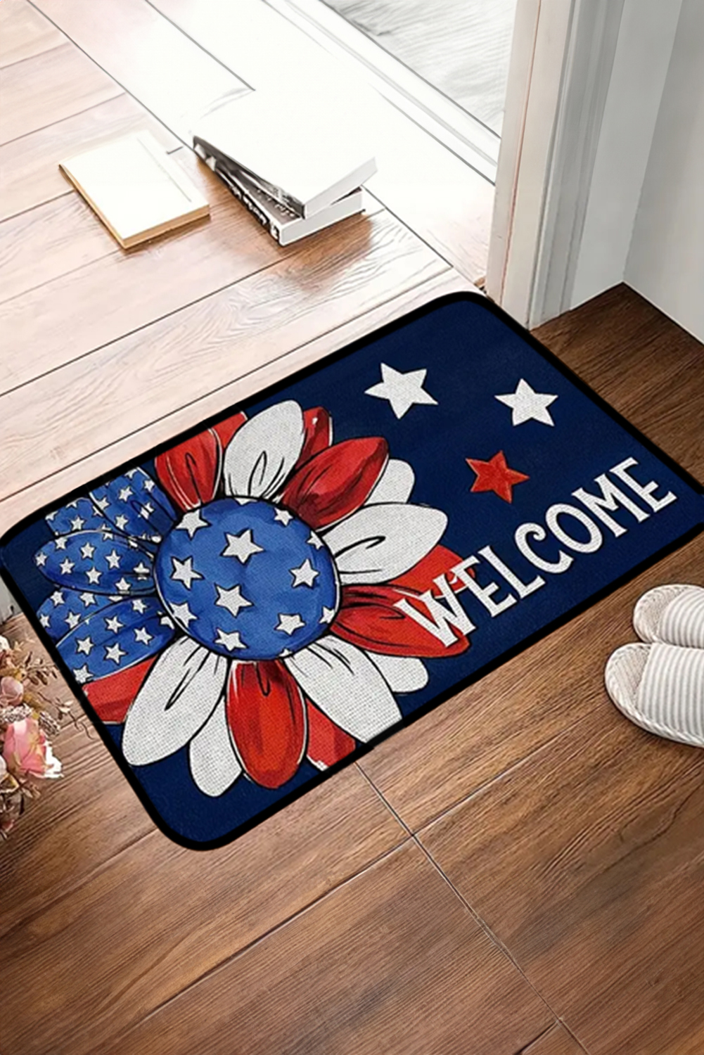 Dark Blue American Flag Sunflower Print Fashion Door Mat - loveforevers